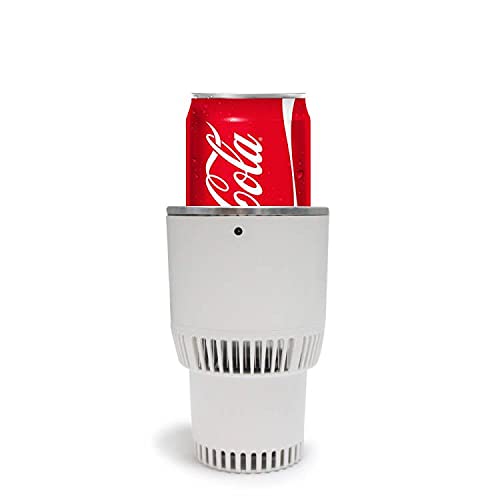 Auto Car Cup Holder Heater & Cooler - 12V Smart Temperature Control for Coffee, Beverage, Milk - White & Silver - Perfect for Road Trips, Commuting & Office Use
