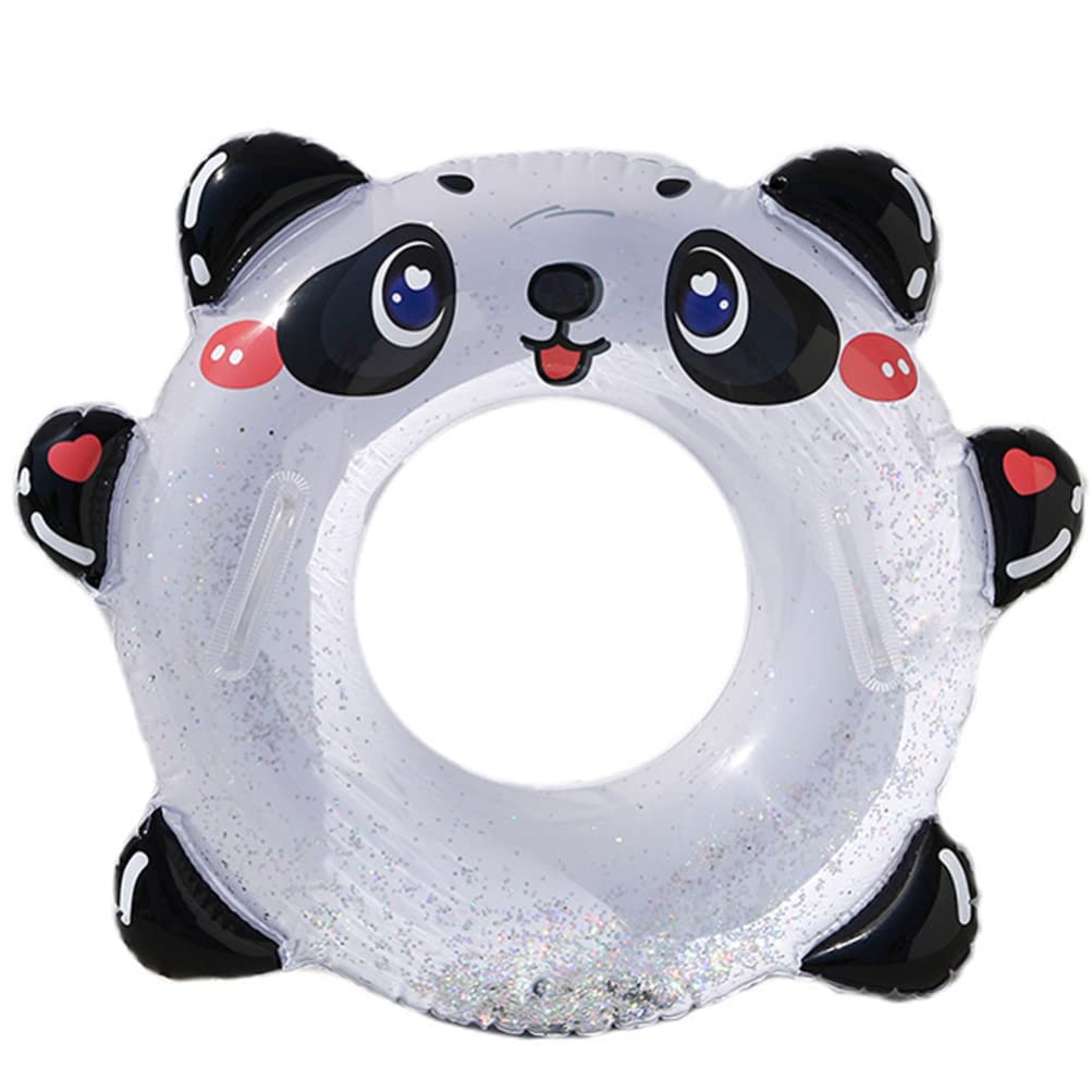 Inflatable Cartoon Panda Glitter Swimming Ring - PRETYZOOM Pool Float Tube for Kids & Adults, Beach Party, Summer Fun, Water Play Toys - Perfect for Pool Parties, Beach Vacations & Backyard Swimming