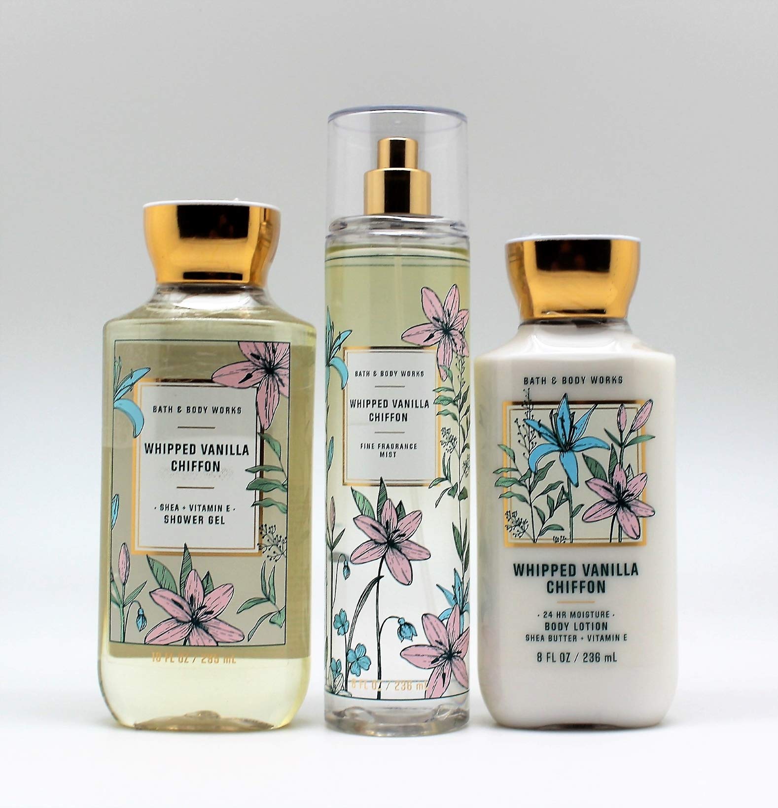 Bath and Body Works Whipped Vanilla Chiffon Daily Trio Set 2020 - Moisturizing Body Lotion, Shower Gel & Fragrance Mist - Perfect for Self-Care & Gifts