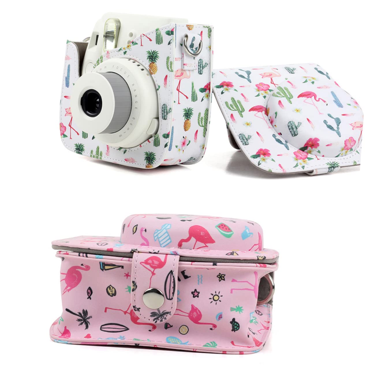 Homoyoyo 2-Pack Cute Pink Camera Bag for Fujifilm Instax Mini 9 - Waterproof Instant Camera Case with Adorable Pattern, Perfect for Travel & Photography Enthusiasts