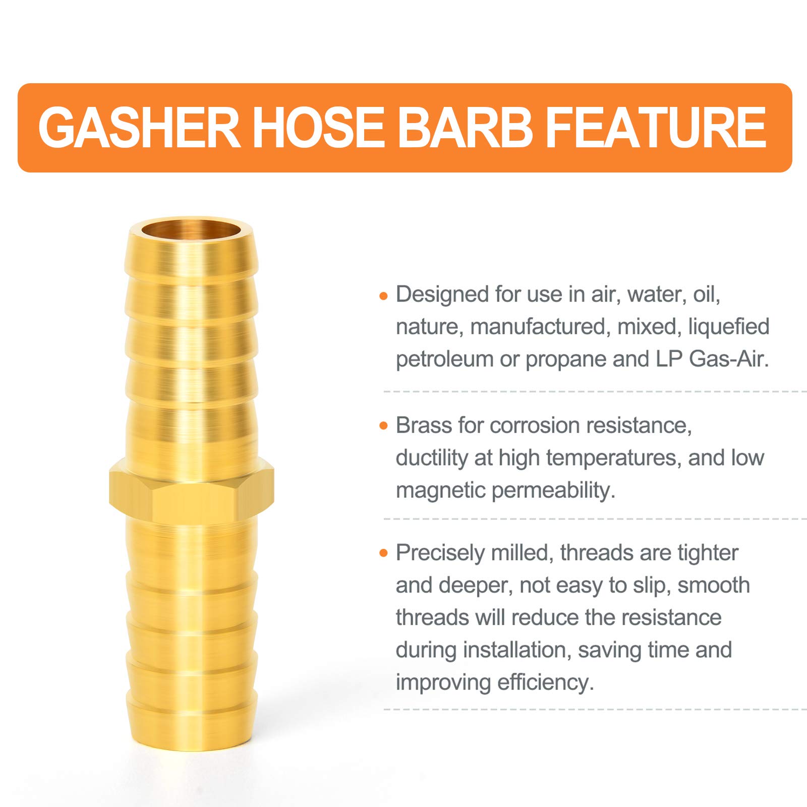 10-Piece Brass Hose Barb Reducer Fittings 1/4