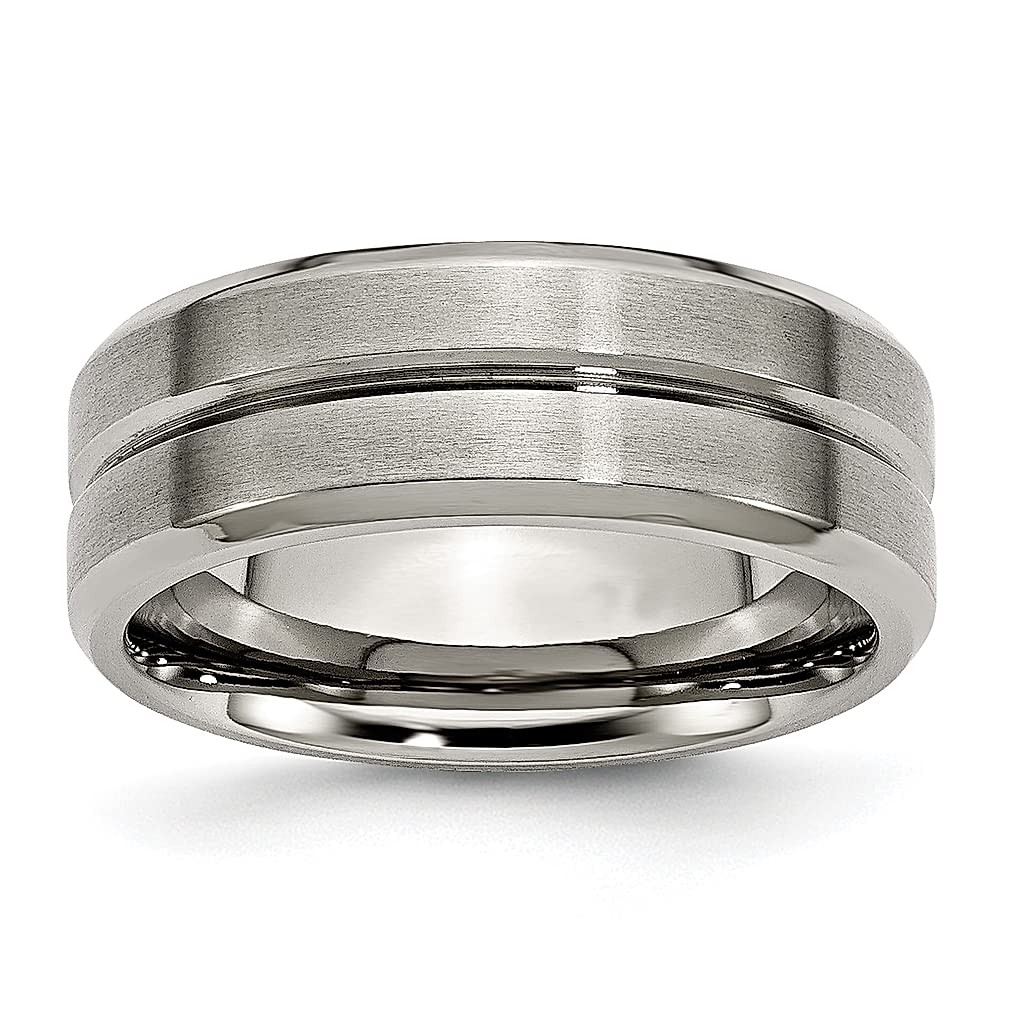 Titanium 8mm Beveled Edge Wedding Band Ring for Men - Durable & Hypoallergenic Jewelry Gift for Husband, Dad, Boyfriend - Perfect for Anniversaries, Engagements & Special Occasions
