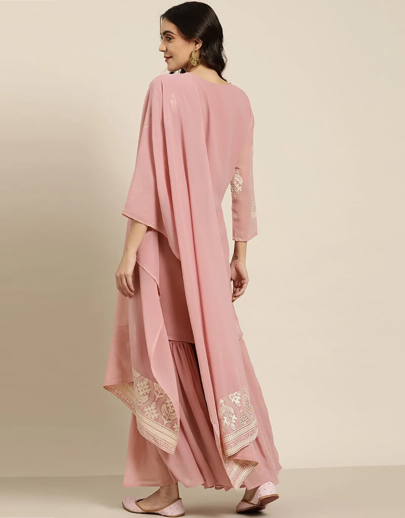Elegant Baby Pink Georgette Suit Sharara for Women - Perfect for Weddings, Parties & Special Occasions