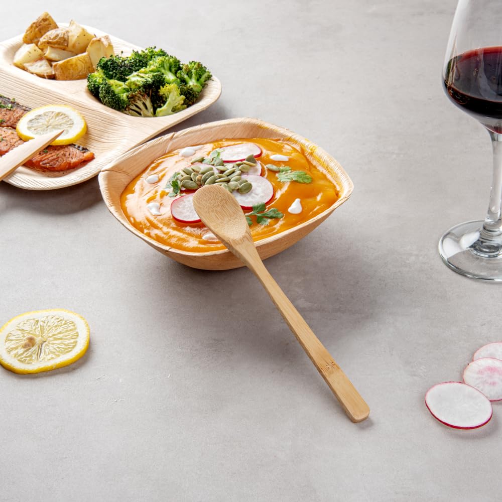 Eco-Friendly 8 Inch Disposable Bamboo Spoons - Pack of 100 | Sustainable & Durable Compostable Cutlery for Parties, Weddings, Picnics, Catering & Outdoor Events | Perfect for BBQs, Birthday Parties & Eco-Conscious Dining