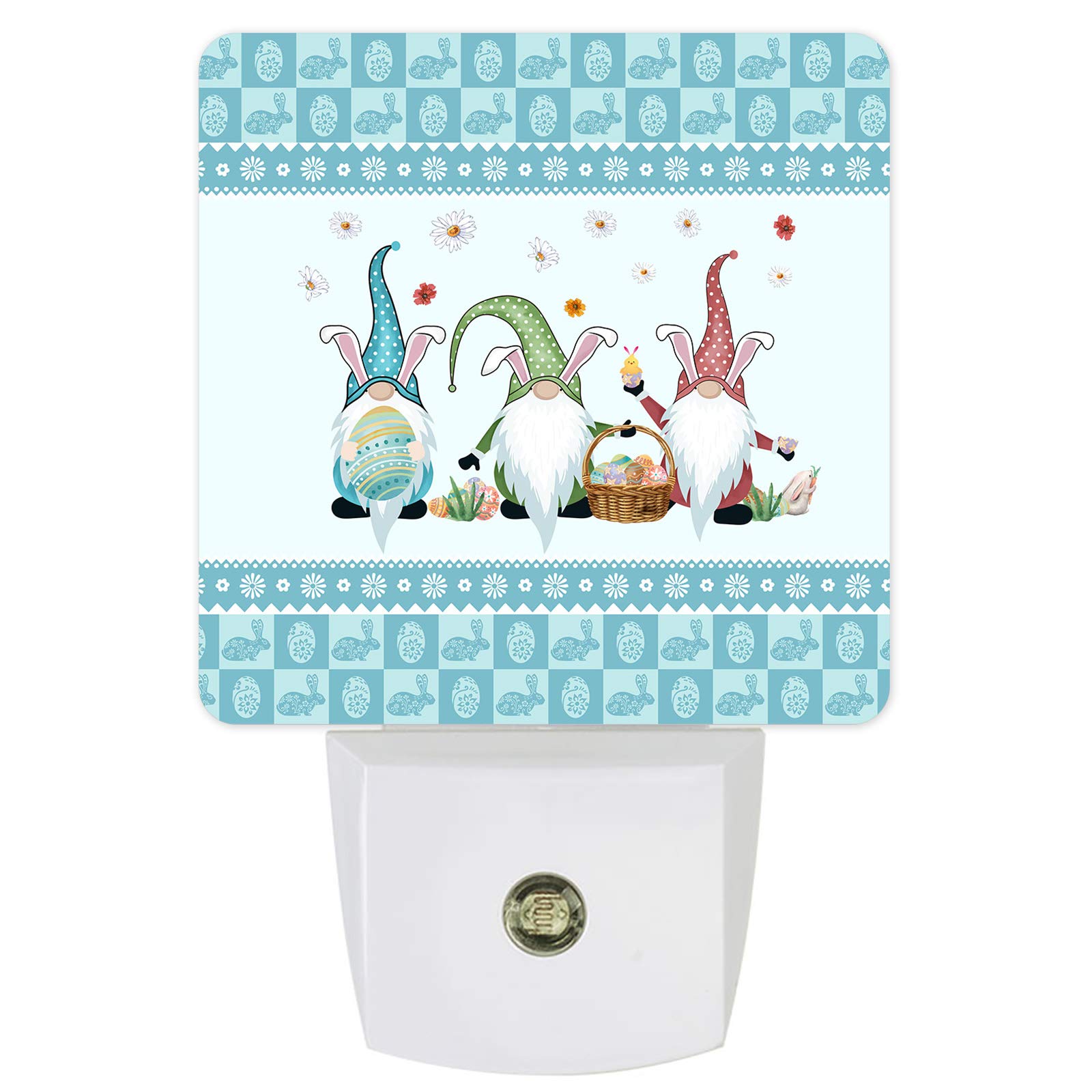 Smart LED Night Light with Auto Sensor - Dimmable Dusk to Dawn Plug-in Light for Nursery, Bathroom, Bedroom | Easter Gnome & Bunny Decor | Perfect for Kids' Rooms, Hallways & Safe Nighttime Navigation