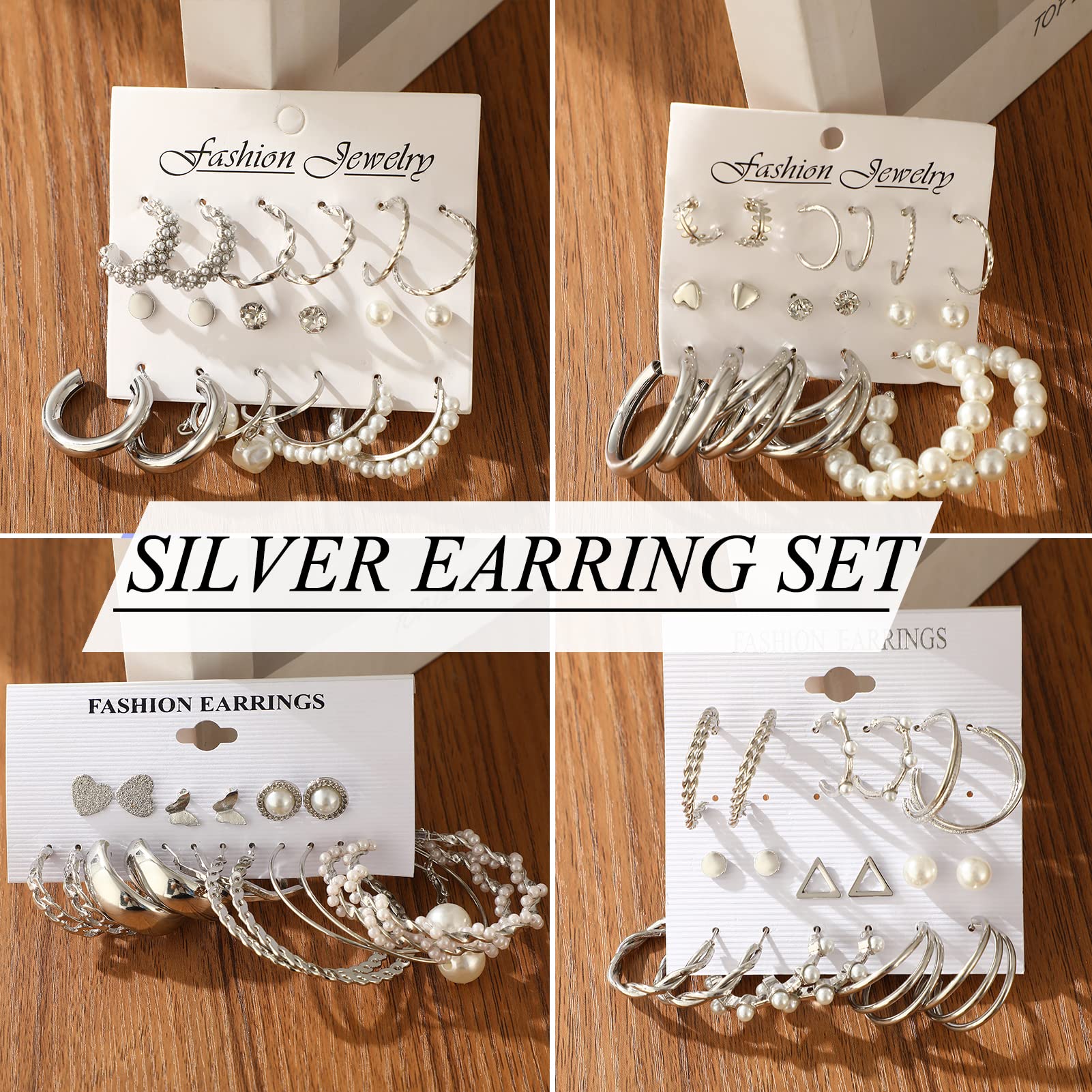 FAXHION 36 Pairs Gold Earrings Set for Women - Fashion Pearl Chain Link Stud Drop Dangle Hoop Earrings Multipack, Hypoallergenic Jewelry for Birthday Party, Wedding, Anniversary & Everyday Wear