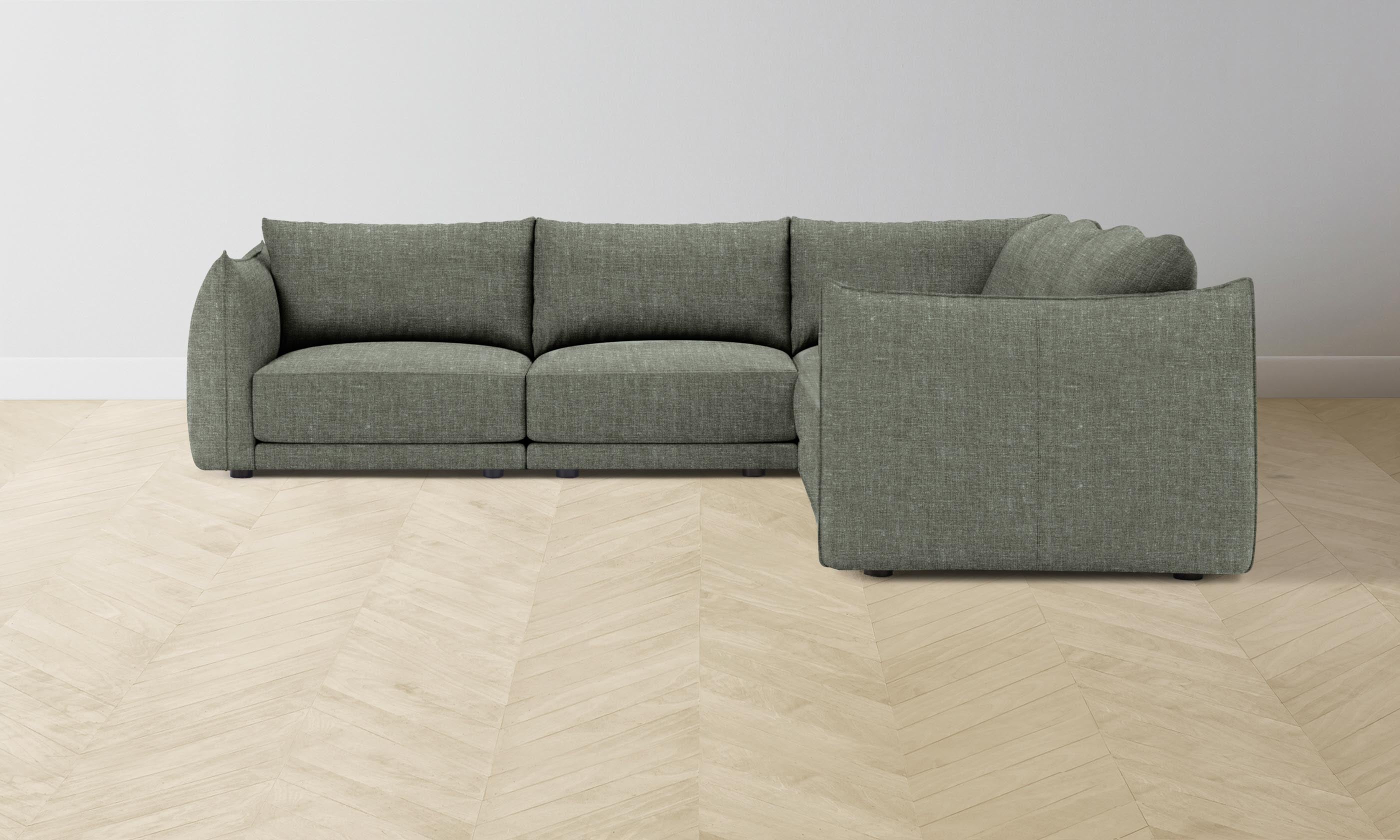 The Jones Modular Sectional Sofa - Heritage Belgian Linen in Thyme | Modern Living Room Furniture for Comfortable Home & Office Lounge