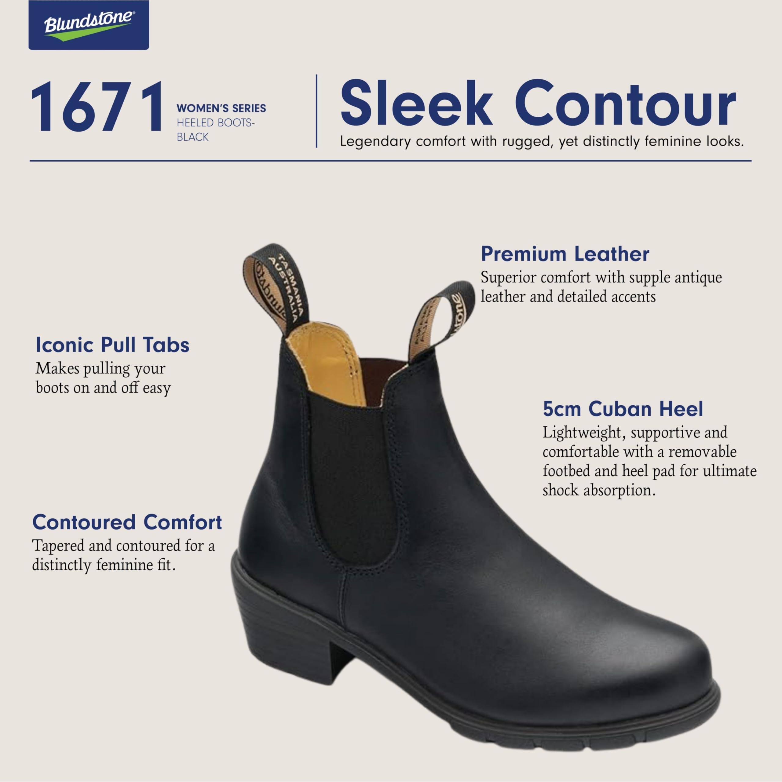 Blundstone Women's Heeled Chelsea Boots - Comfortable & Stylish Ankle Boots for Casual Outfits, Work & Outdoor Activities