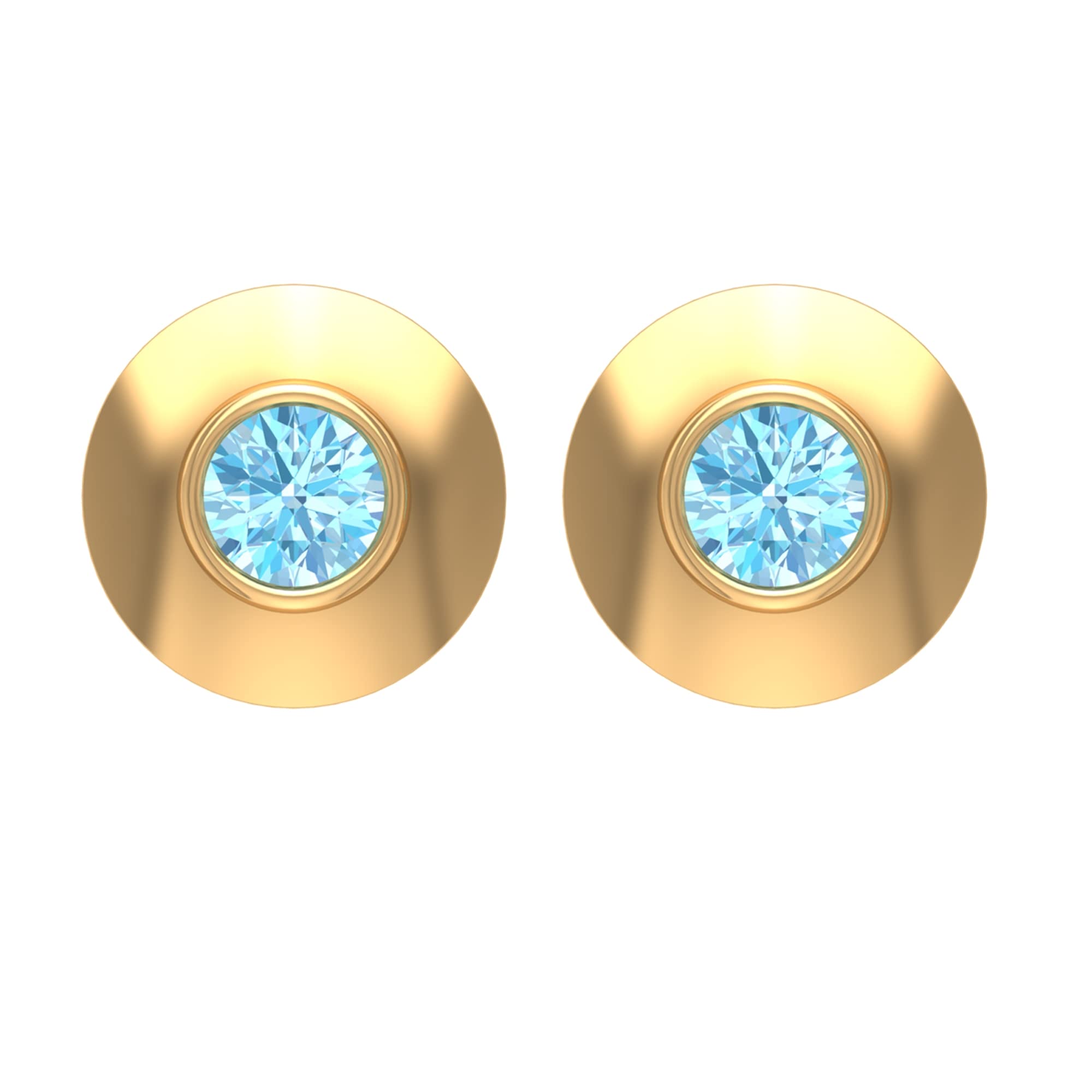 14K Solid Gold Aquamarine Solitaire Stud Earrings for Women – March Birthstone Jewelry – Perfect for Birthdays, Anniversaries & Everyday Elegance