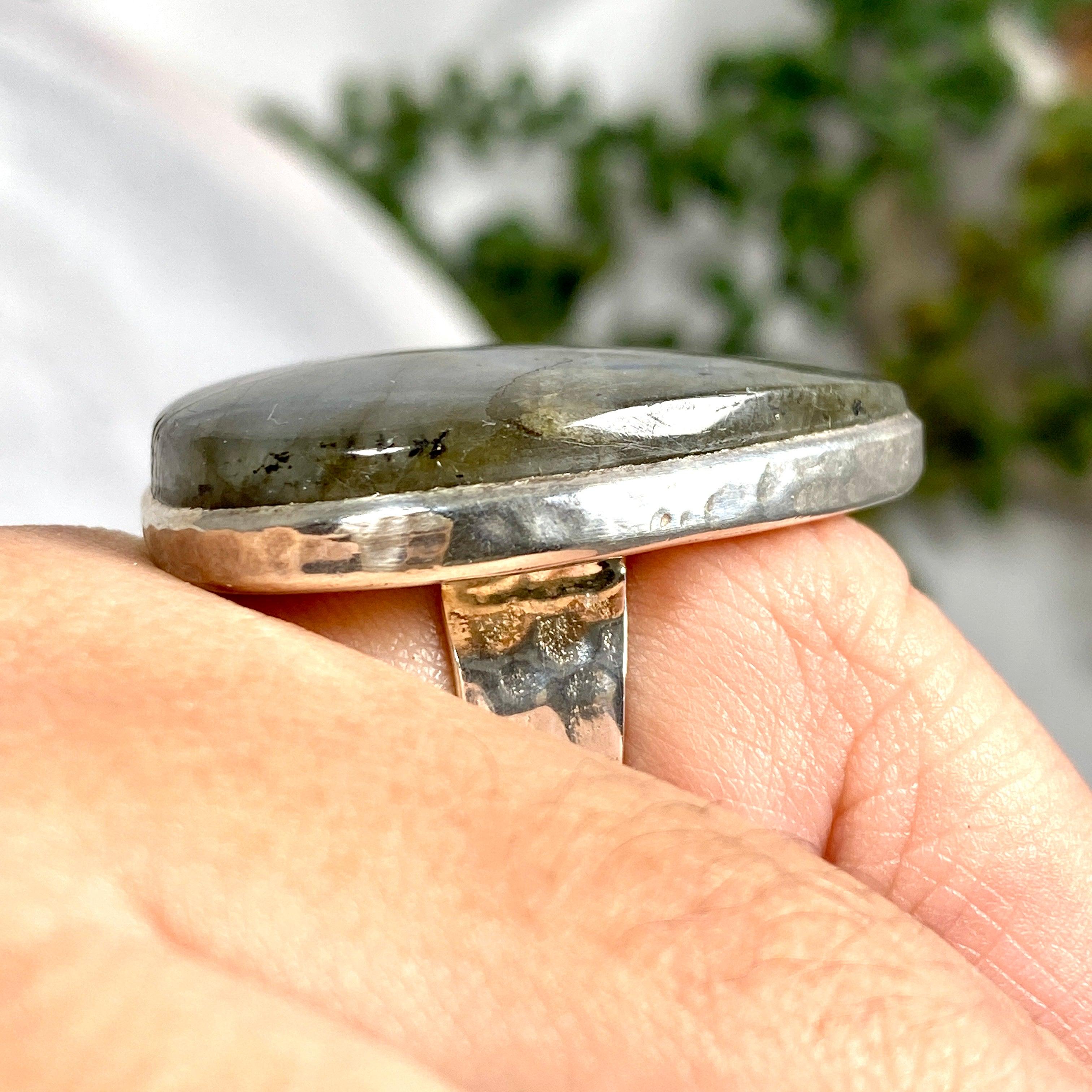Labradorite Teardrop Beaded Band Ring - Size 9.75 - Handmade Boho Jewelry for Women - Perfect for Everyday Wear & Special Occasions