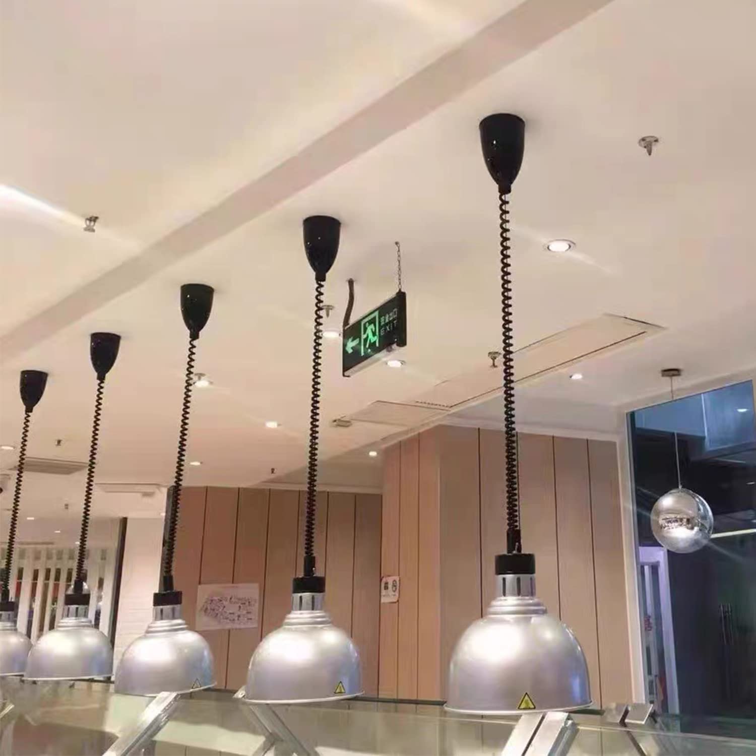 250W Silver Hanging Food Heat Lamp - 24cm Overhead Food Warmer for Restaurants, Buffets & Catering | Commercial Hot Food Warming Light with Bulb Included | Perfect for Keeping Meals Warm at Events, Cafeterias & Food Stations
