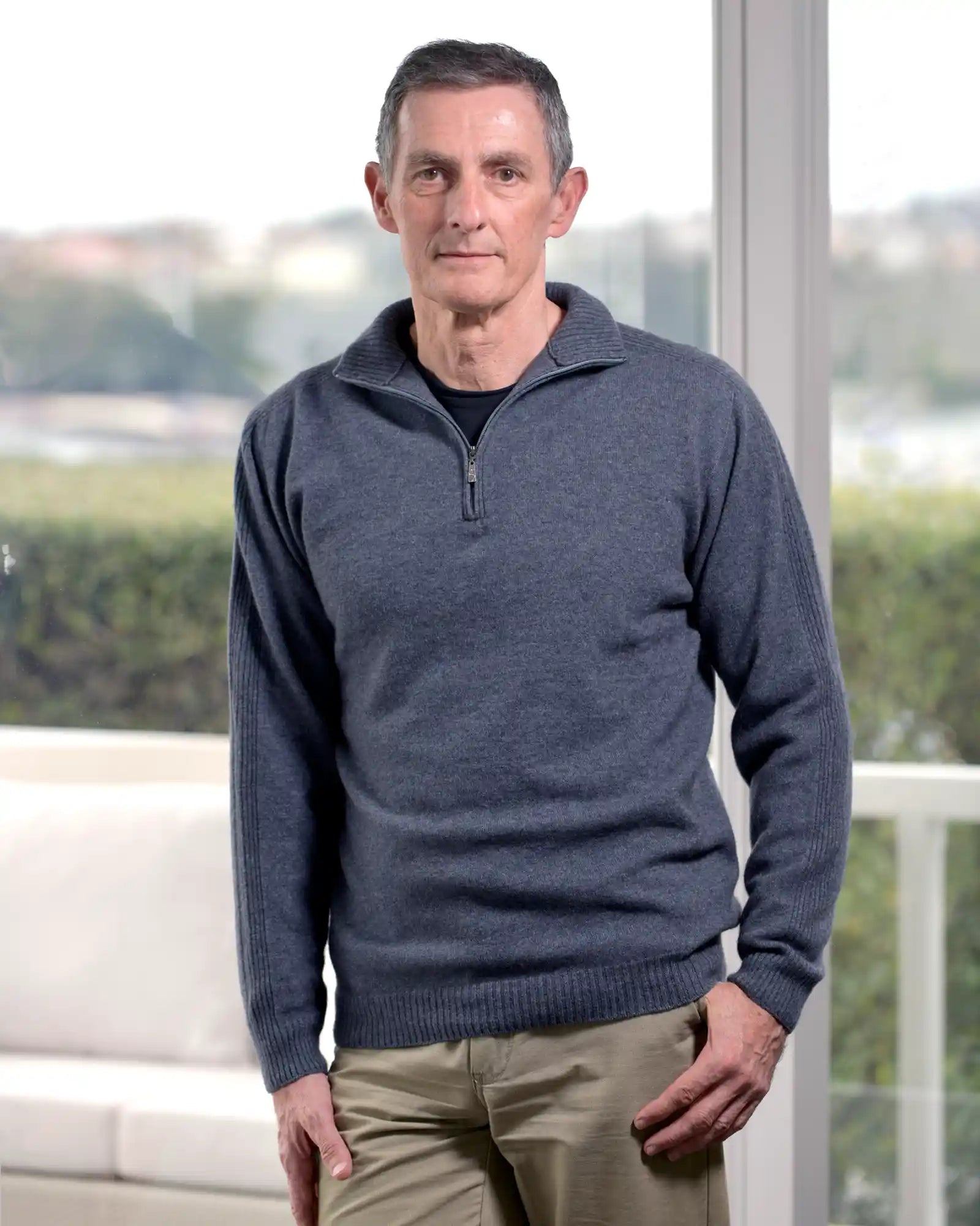 Sky Blue Lightweight Half Zip Merino Wool Sweater for Men & Women - Soft Breathable Pullover for Hiking, Travel & Outdoor Activities - NB336