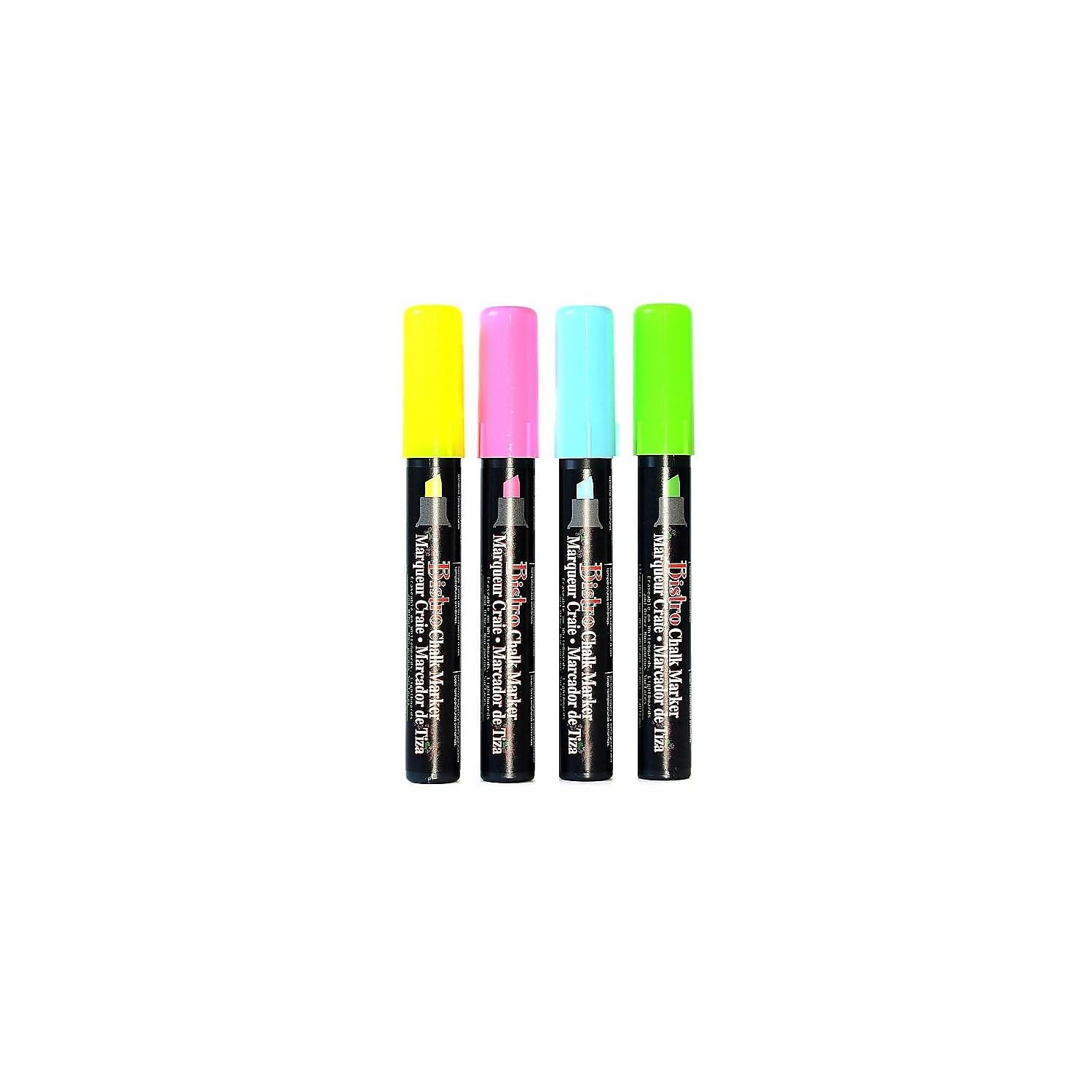 Bistro 4834H Chisel Tip Chalk Markers - 8 Vibrant Colors for Whiteboards, Glass, Windows & Chalkboards - Perfect for Restaurants, Classrooms, Offices & DIY Crafts