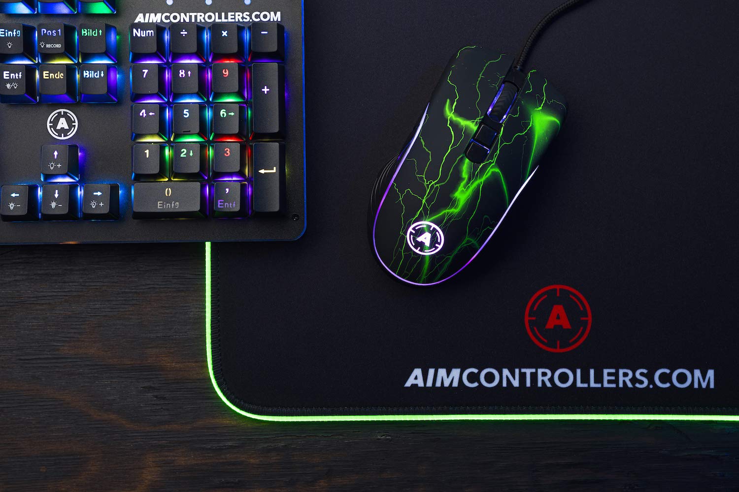 AimControllers Gaming PC Mouse Wired - 200-10000 DPI RGB LED Ergonomic Mouse with 7 Programmable Buttons & Optical Sensor for Windows 10, USB (Storm Green) - Perfect for FPS, MOBA & MMO Gaming, Office Work & Graphic Design