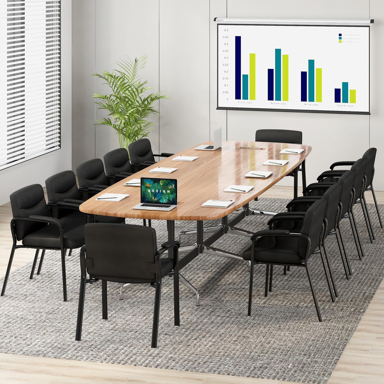 Tangkula 4-Piece Waiting Room Chairs Set - PU Leather Upholstered Conference Chairs with Padded Armrests, Ergonomic Office Guest Chairs for Reception, Meeting, Lobby - Perfect for Corporate Offices, Hospitals, and Hotel Waiting Areas