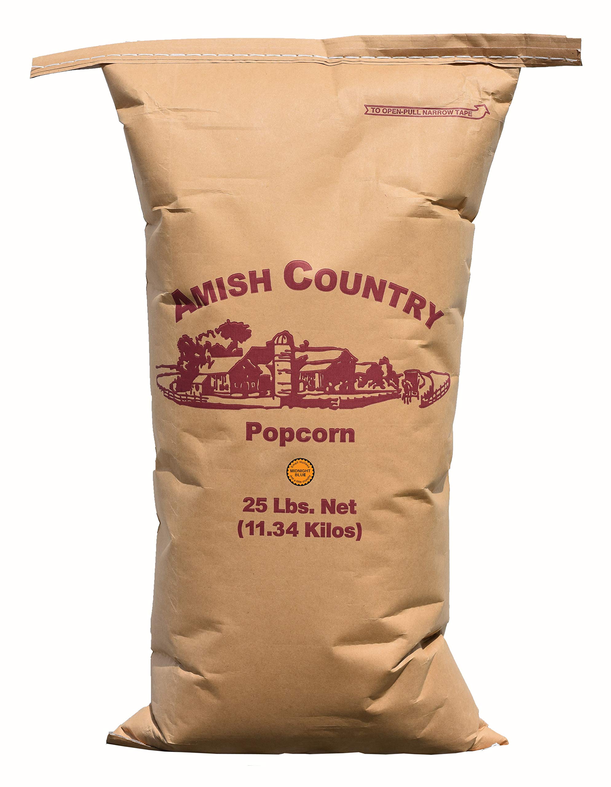 Amish Country Popcorn Kernels - 25 lb Bulk Bag of Midnight Blue Non-GMO Gluten-Free Heirloom Popcorn - Perfect for Movie Nights, Snack Bars & Healthy Family Treats