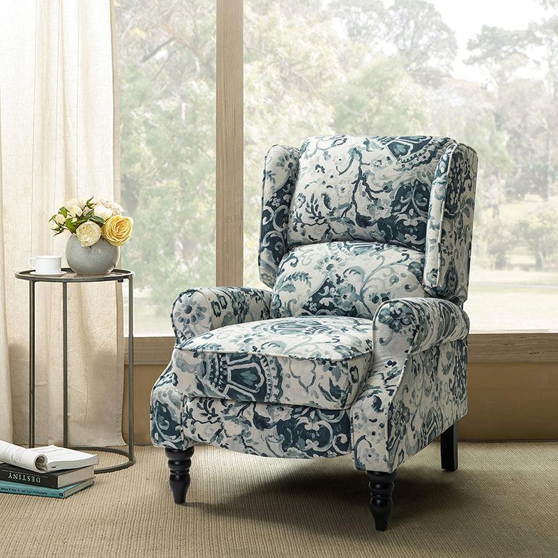 Erdeni Upholstered Manual Wingback Recliner Chair - Comfortable Living Room Armchair with Smooth Reclining Mechanism - Perfect for Home Theater, Reading Nook & Relaxation