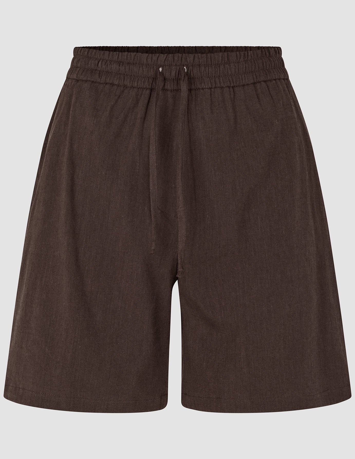 Women's Linen Shorts - Relaxed Fit High Waist Summer Shorts in Espresso Brown | Casual Wear, Beach Vacation & Everyday Comfort