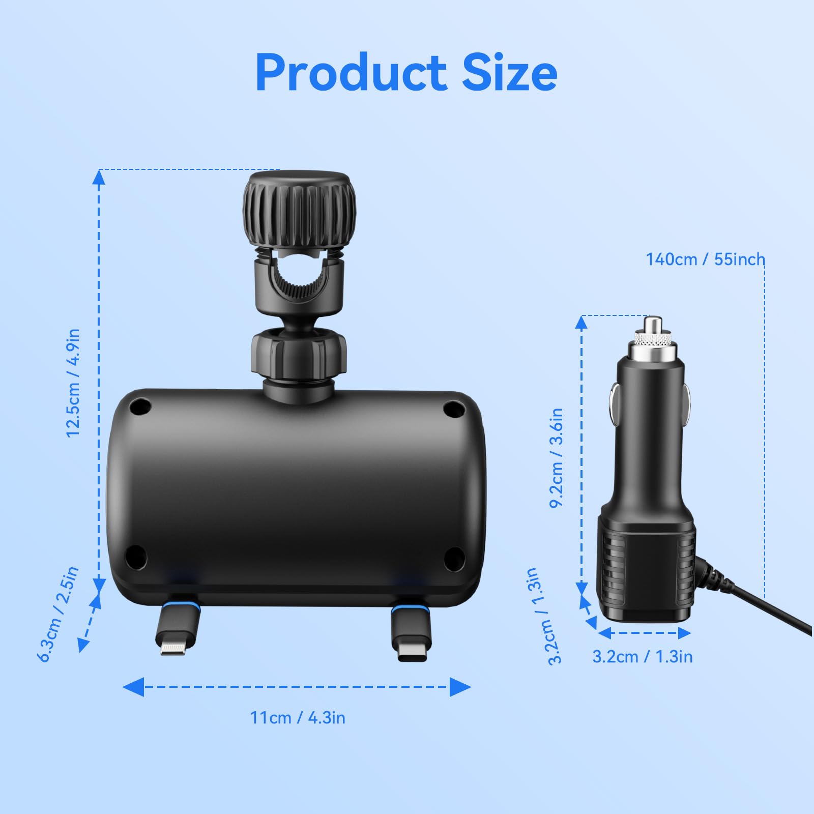 OHLPRO 6-in-1 Retractable Backseat Car Charger Station with Headrest Phone Mount - Dual USB-C PD/QC 40W Fast Charging for iPhone, Android - Perfect for Taxi, Uber, Rideshare & Family Road Trips
