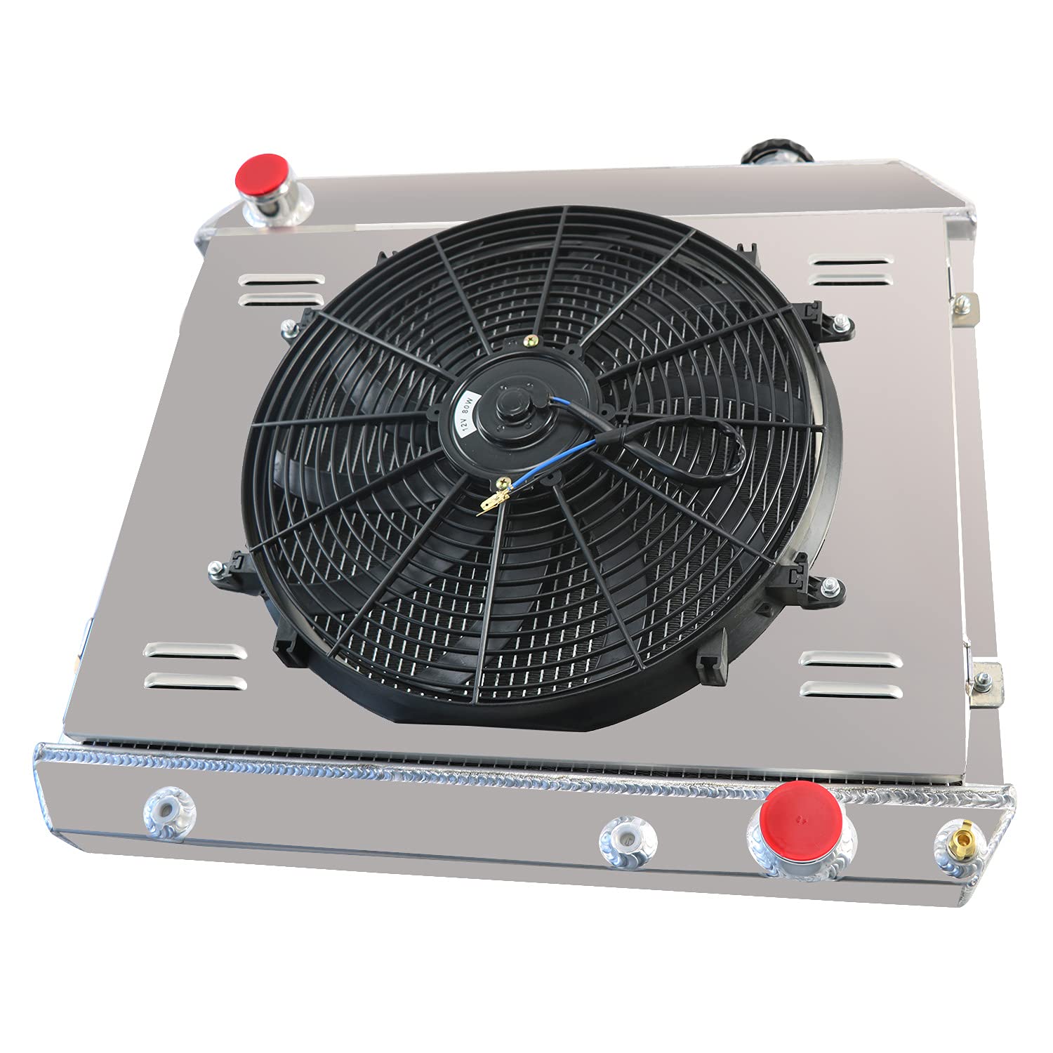 ALLOYWORKS 3-Row Core Aluminum Radiator Fan Shroud Kit for 1961-1966 Pontiac/Chevrolet Truck Pickup with I6/V8 Engine - Heavy-Duty Cooling Solution for Classic Car Restoration & Off-Road Performance
