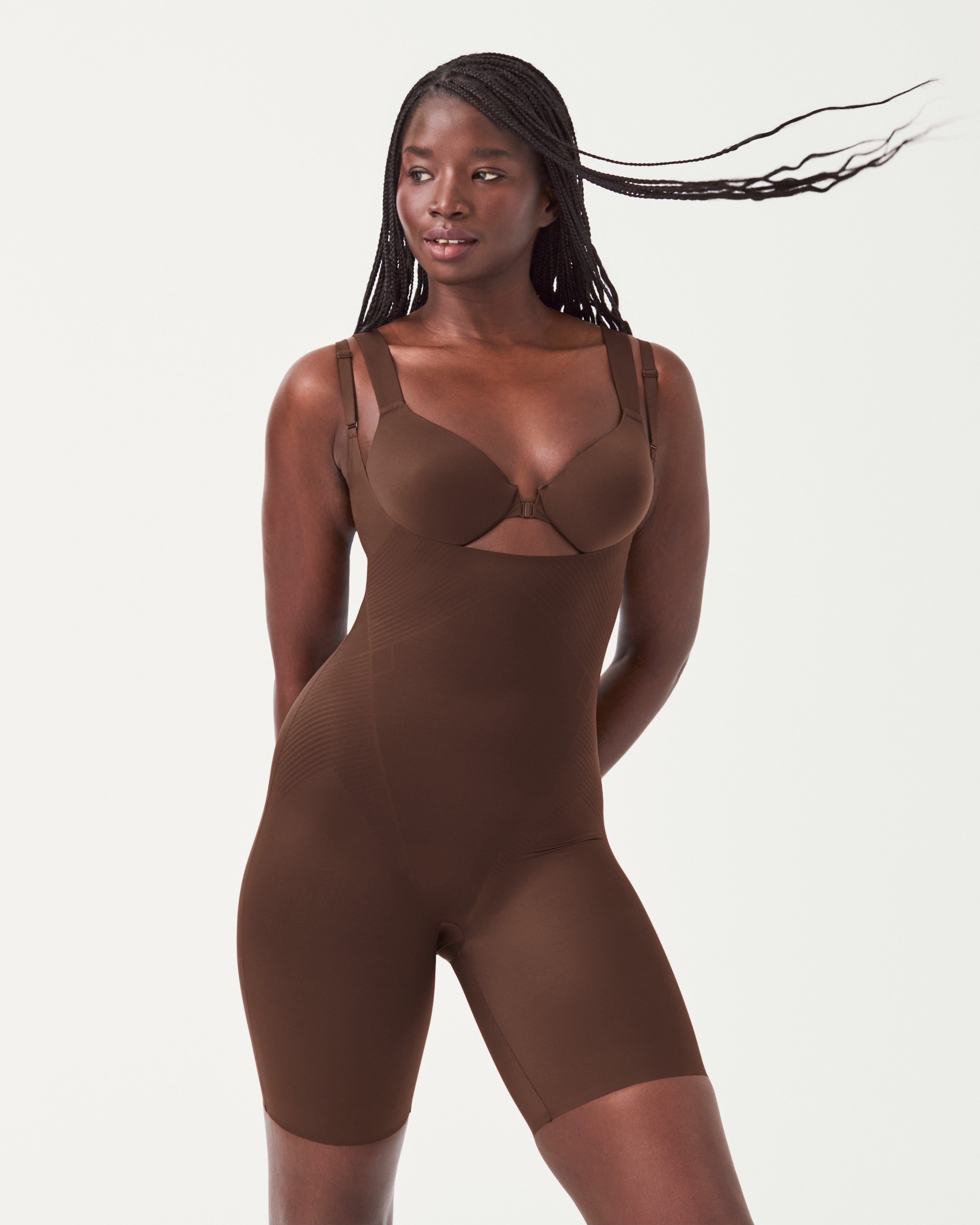 SPANX Shapewear Invisible Open Bust Mid Thigh Bodysuit - Slimming Body Shaper for Women, Seamless Tummy Control Underwear - Perfect for Dresses, Workwear & Special Occasions