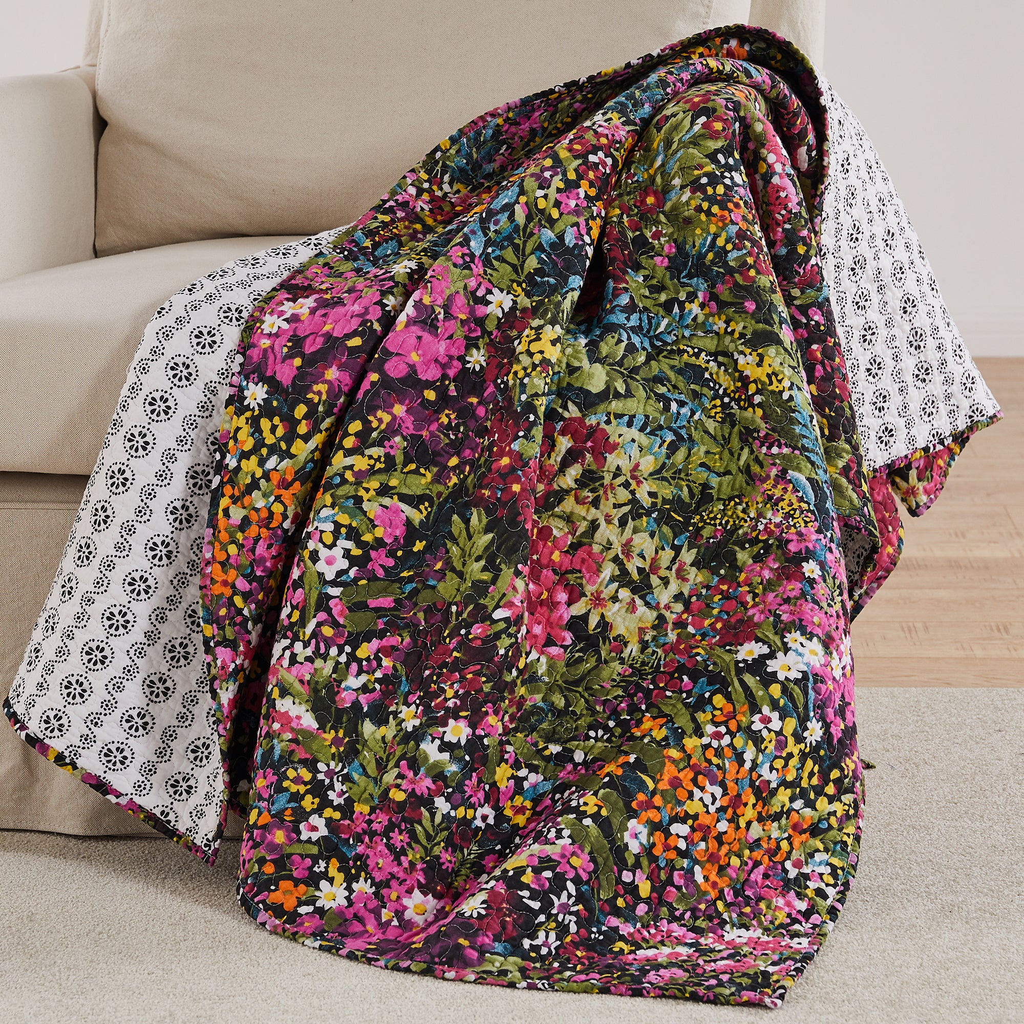 Basel Quilted Throw Blanket - Soft & Cozy Bedspread for Couch, Sofa, and Bed - Perfect for Winter Nights, Home Decor, and Gift Giving