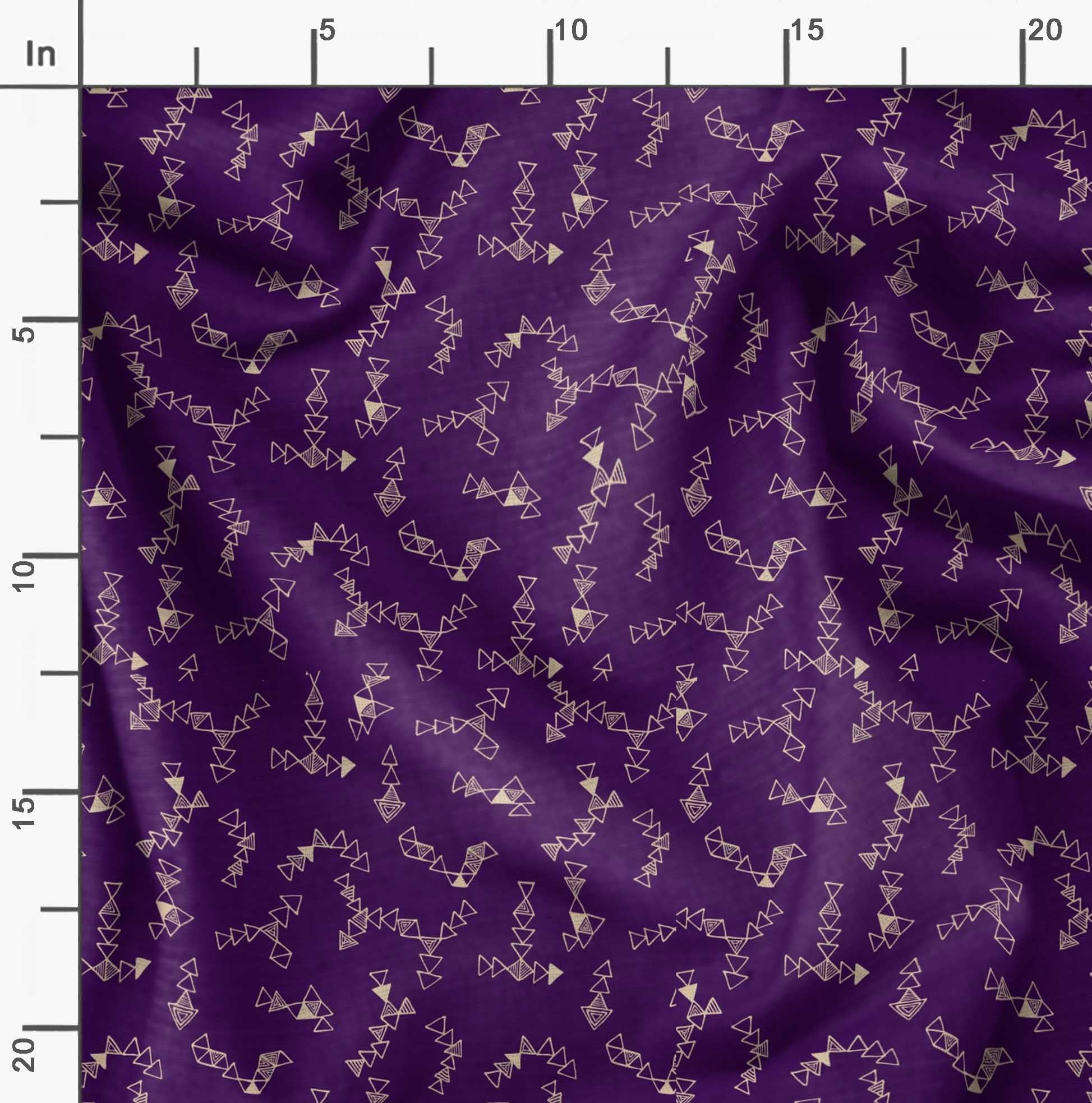Soimoi Moss Georgette Purple Fabric by The Yard - 42 Inch Wide Geometric Printed Fabric for DIY Crafts, Dresses & Home Decor | Modern Artistic Triangle Pattern Material for Sewing Projects