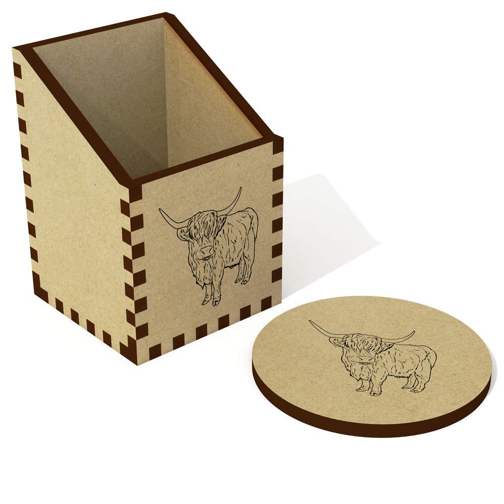 Azeeda Highland Cow Desk Organizer & Pencil Holder - Cute Cow-Themed Office Supplies for Desk, Study & School (DT00095866) - Perfect Gift for Cow Lovers & Home Office Decor