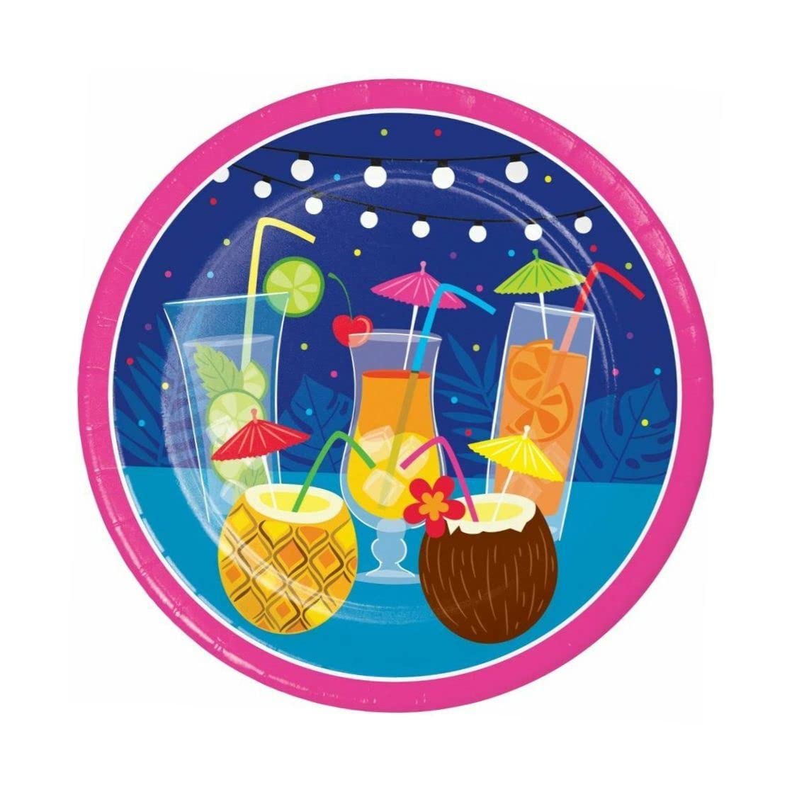 8-Count 7-Inch Round Disposable Paper Plates for Summer Drinks & Desserts | Perfect for Pool Parties, BBQs, Picnics & All Occasions