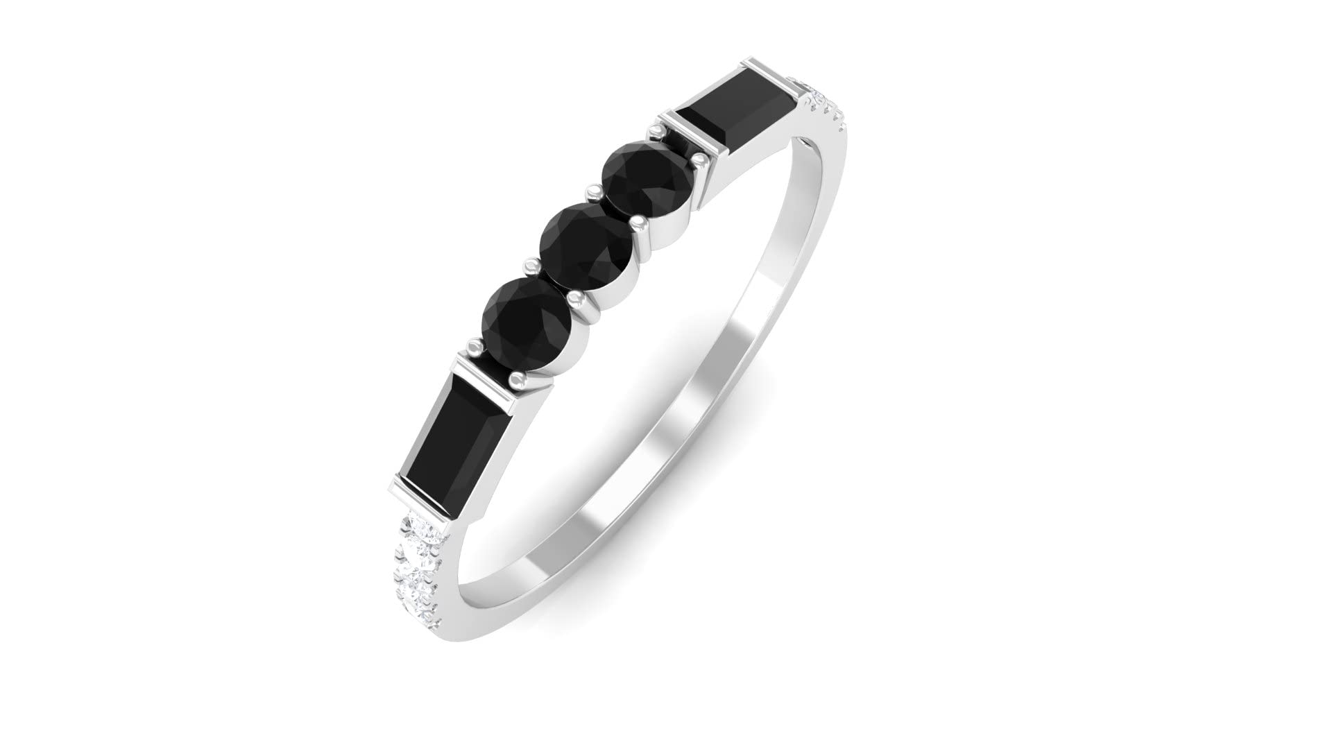 0.50 CT Black Onyx & Diamond Half Eternity Ring for Women - 14K Solid Gold Wedding Band, Anniversary Gift, Stackable Ring for Everyday Elegance