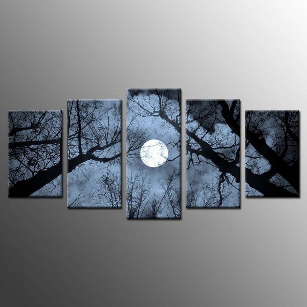 AFAMZ 5-Piece Forest Snow Landscape Wall Art Set - Winter Scenery Canvas Prints for Living Room, Bedroom & Office Decor - Ready to Hang Framed Paintings (hh253-9Frame A) - Perfect for Cozy Home Ambiance and Holiday Gift Giving