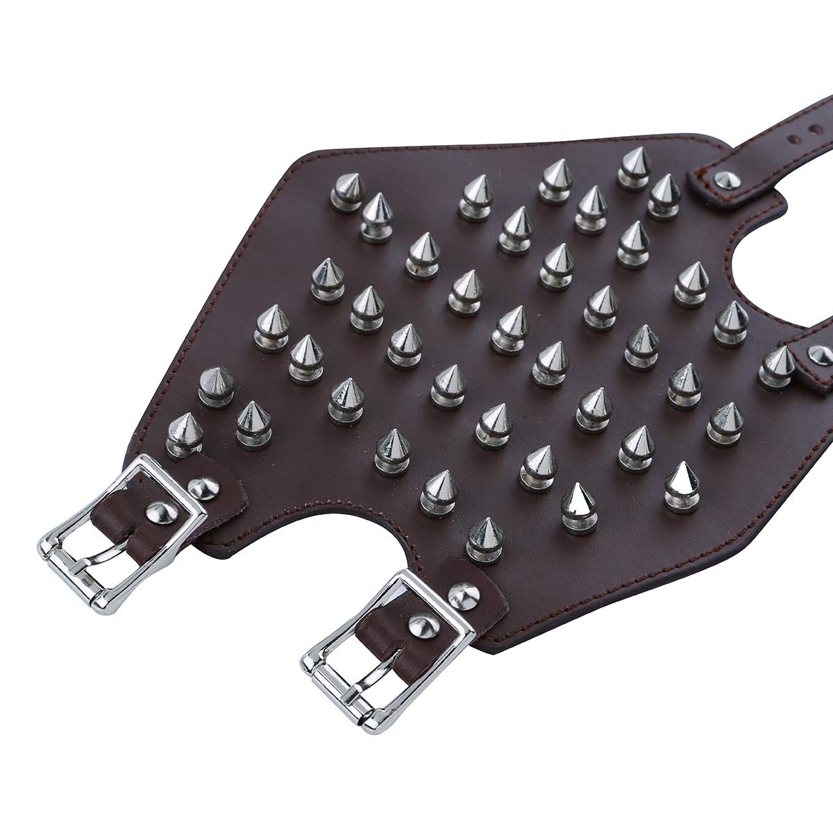 iEFiEL Unisex Faux Leather Spiked Gauntlet Wristband - Wide Protective Arm Cuff Bracer for Cosplay, Gothic Fashion & Motorcycle Riding