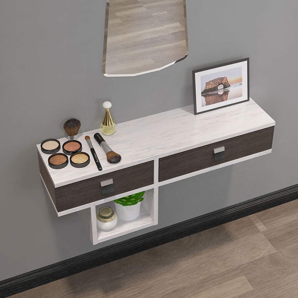 Wall-Mounted Makeup Organizer with Drawers - Floating Vanity Shelf for Bedroom, Bathroom & Living Room - Cosmetic Storage Cabinet (Grayish White) - Perfect for Small Space Organization & Makeup Display