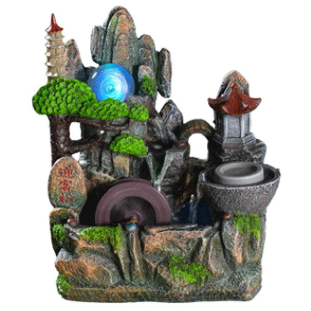 Indoor Tabletop Water Fountain with LED Light - Serene Rockery Landscape Fountain for Home & Office Relaxation - Natural Stone Decorative Water Feature for Meditation, Yoga, and Stress Relief