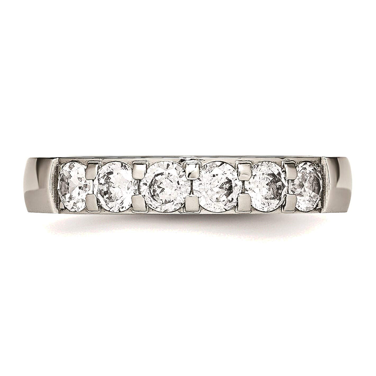 Bonyak Stainless Steel Polished CZ 4mm Wedding Band Ring - Size 7, Durable & Hypoallergenic Jewelry for Men & Women - Perfect for Engagement, Anniversary & Everyday Wear