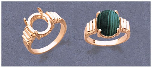 8x6mm & 12x10mm Oval Cabochon Tri-Slash Ring Setting in Solid Sterling Silver or 14K Gold - Size 7 (163562/143562) - Perfect for Jewelry Making, Engagement Rings & Gift Giving