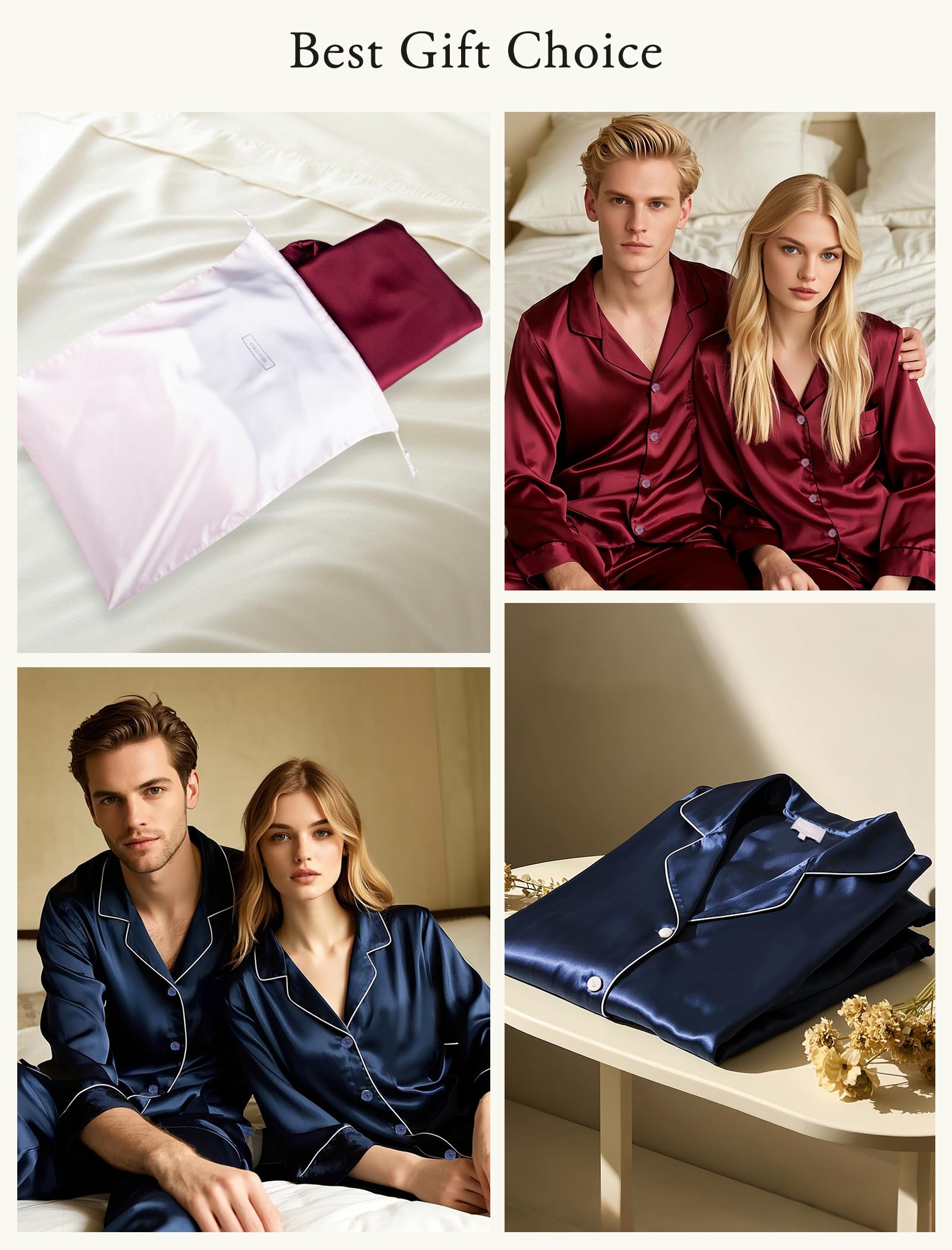 Luxury Men's Silk Pajama Set - 100% Pure Silk Long Sleeve Button Down Sleepwear for Men - Soft & Breathable 2-Piece Pajamas for Lounge, Sleep & Relaxation at Home