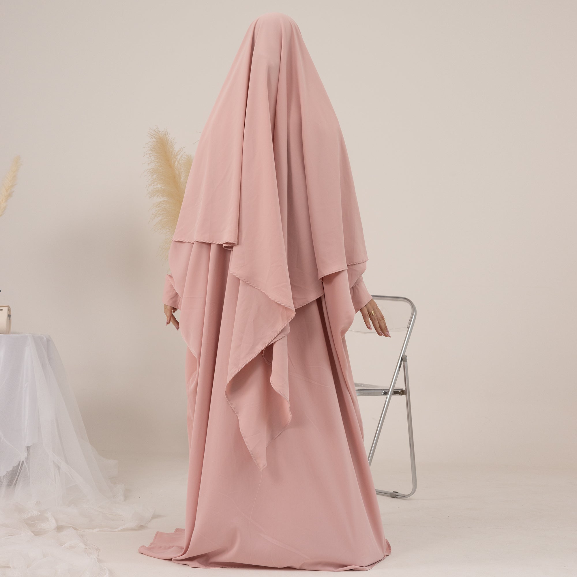Amira Abaya Set - Pink Coral | Modest Islamic Dress for Women | Perfect for Prayer, Eid, and Special Occasions