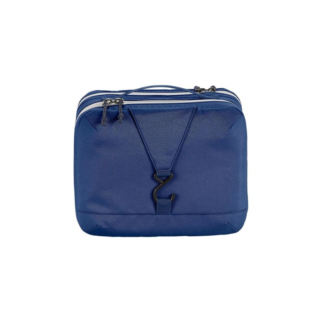 Eagle Creek PACK IT™ REVEAL Tri Fold Toiletry Kit - Aizome Blue/Grey | Compact Travel Organizer for Toiletries & Cosmetics | Perfect for Air Travel, Camping & Business Trips