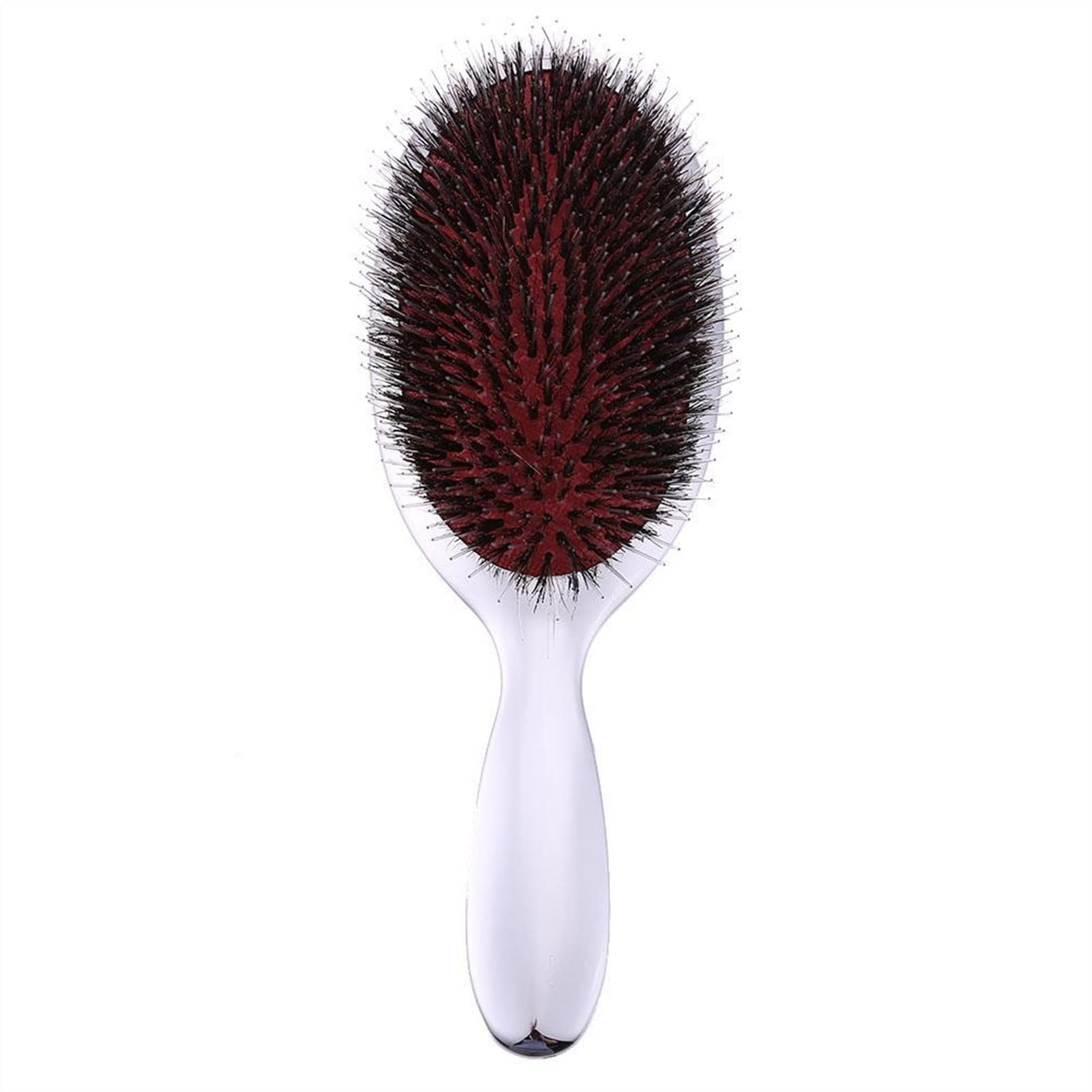 Premium Boar Bristle Hair Brush with Air Cushion - Anti-Static Massage Comb for Smooth & Shiny Hair - Professional Styling Tool for Salon & Home Use (Silver) - Perfect for Daily Hair Care, Detangling & Scalp Massage