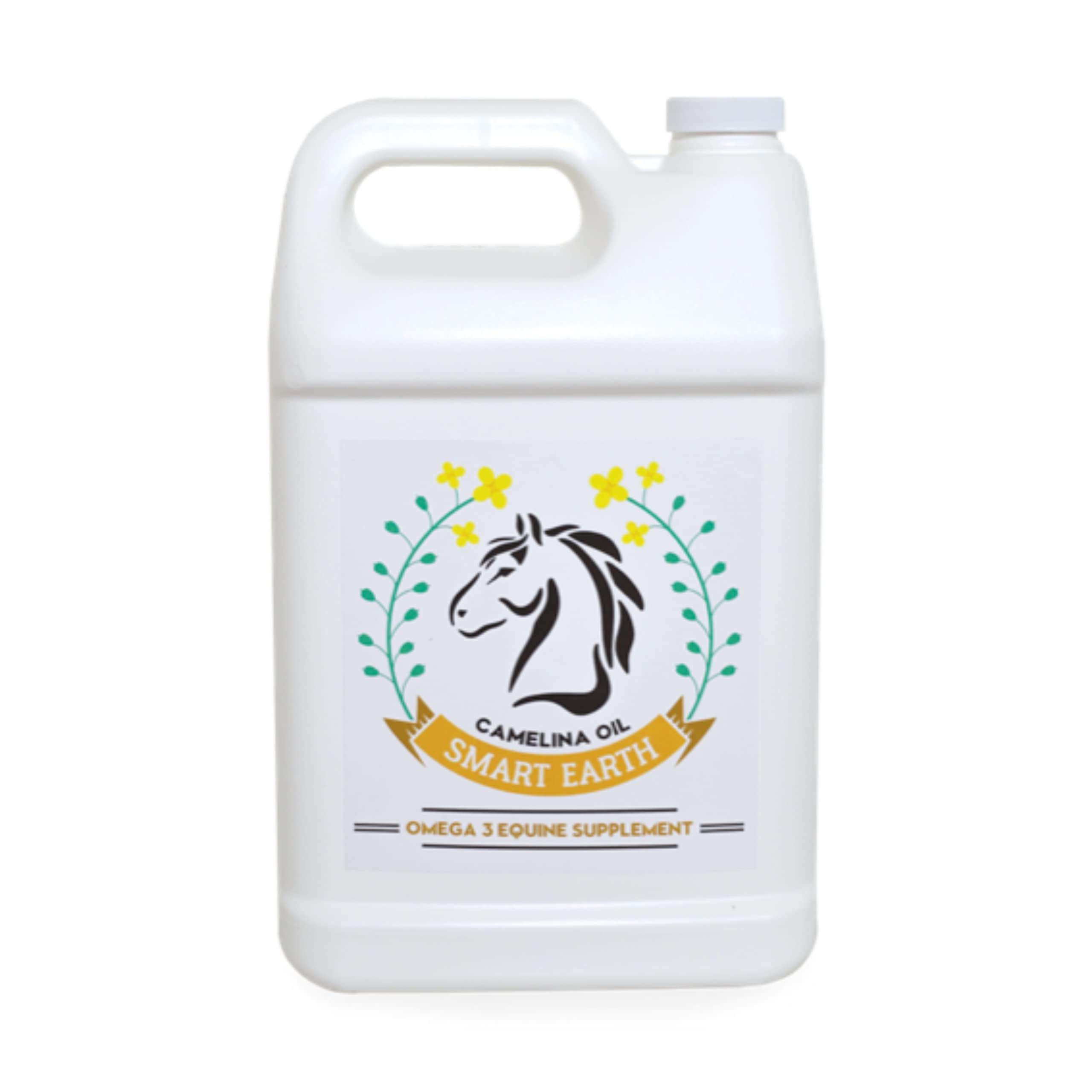 100% Pure Camelina Oil for Horses - Omega 3 & Vitamin E Rich Supplement for Healthy Coat, Strong Hooves, Joint Support & Weight Gain - Cold-Pressed False Flaxseed Oil with Pump - Made in Canada by Smart Earth - 1 Gallon - Perfect for Daily Equine Nutrition & Senior Horse Care