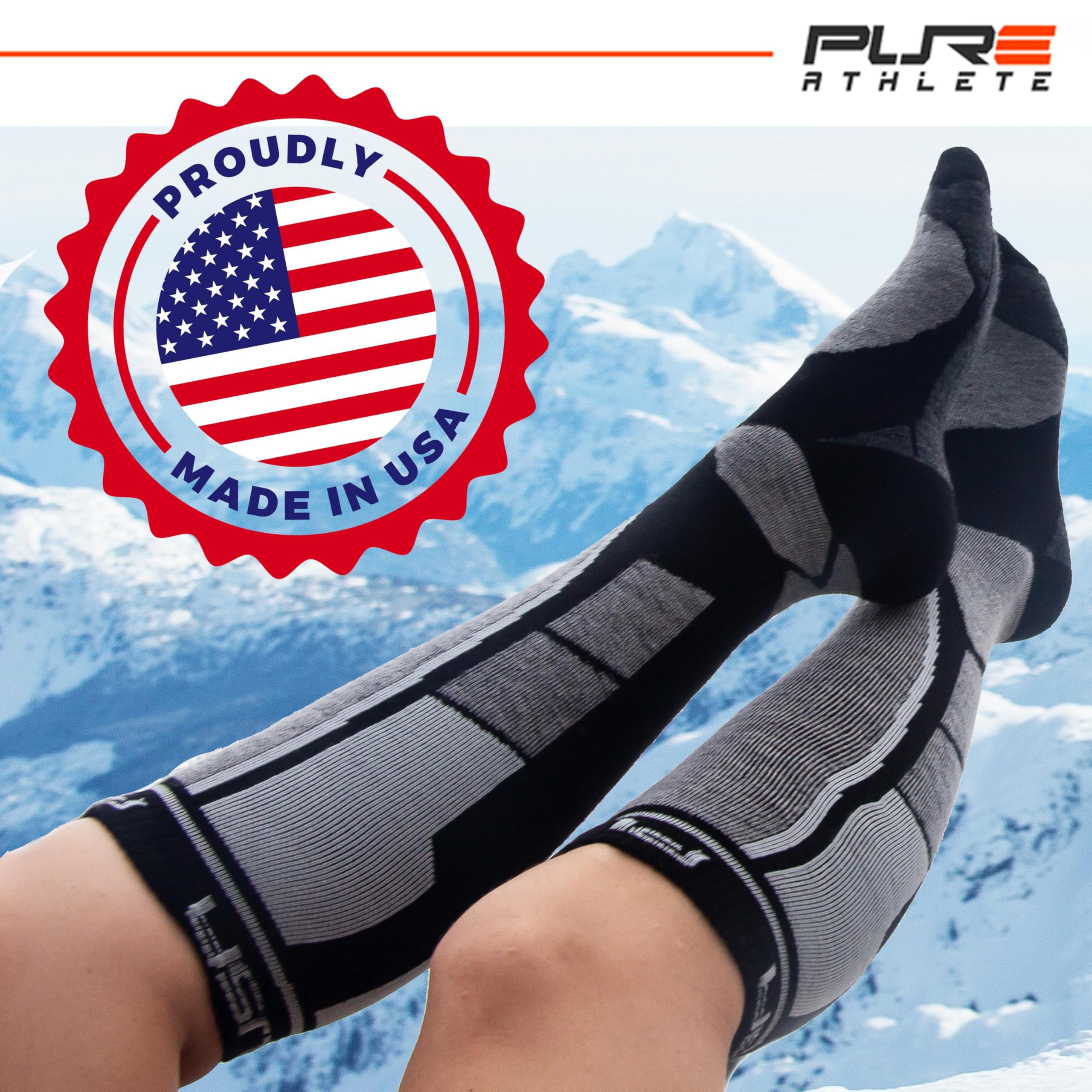 Premium Alpaca Wool Ski Socks for Men & Women - Ultra Warm, Breathable & Lightweight Winter Socks - Made in USA - Perfect for Skiing, Snowboarding & Outdoor Hunting Adventures