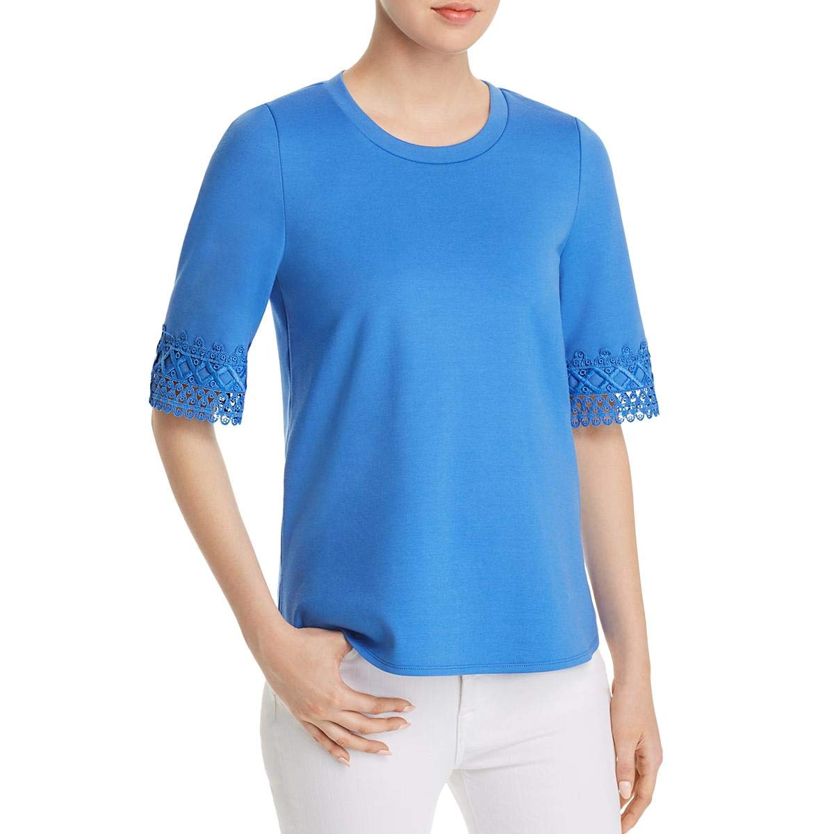 Le Gali Women's Elizabella Crochet Trim Short Sleeve Pullover Top - Casual Summer Blouse for Beach, Vacation & Date Night Outfits