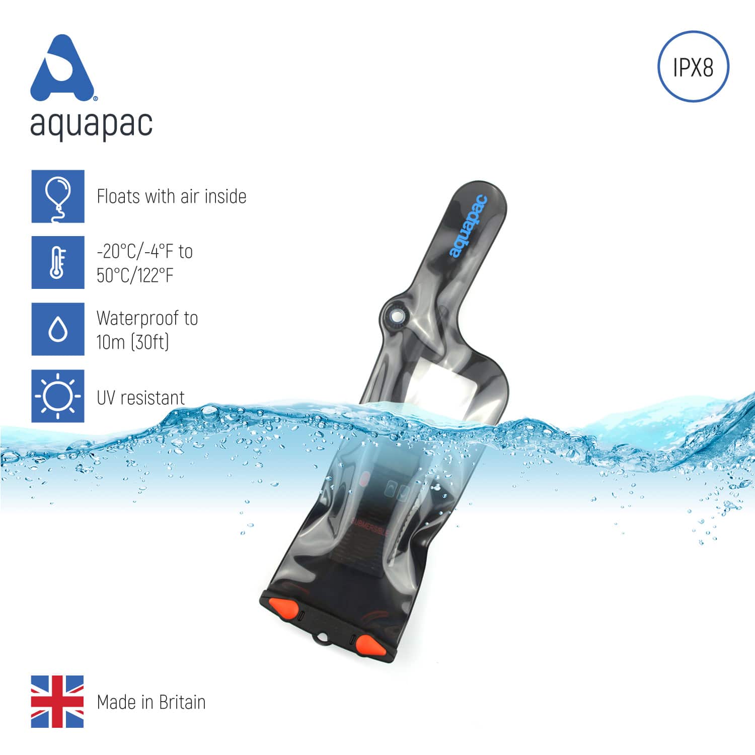 Aquapac Waterproof VHF Radio Case - IPX8 Certified Dry Bag for Marine, Boating & Outdoor Adventures - Keep Your Radio Safe in Rain, Splashes & Storms