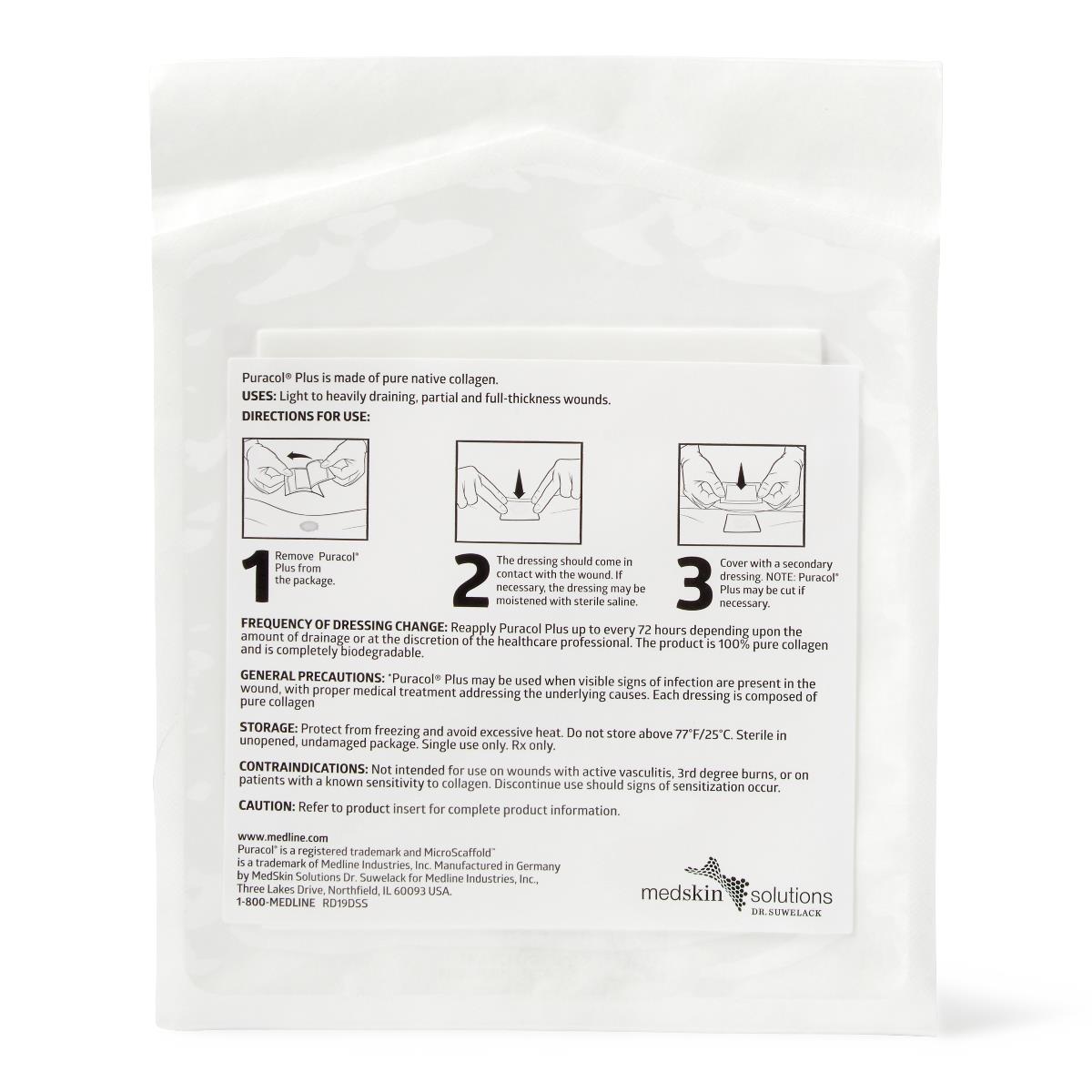 Puracol Plus Collagen Wound Dressings, 4.25x4.5 Inches (Box of 10) - Advanced Wound Care for Diabetic Ulcers, Pressure Sores & Surgical Wounds