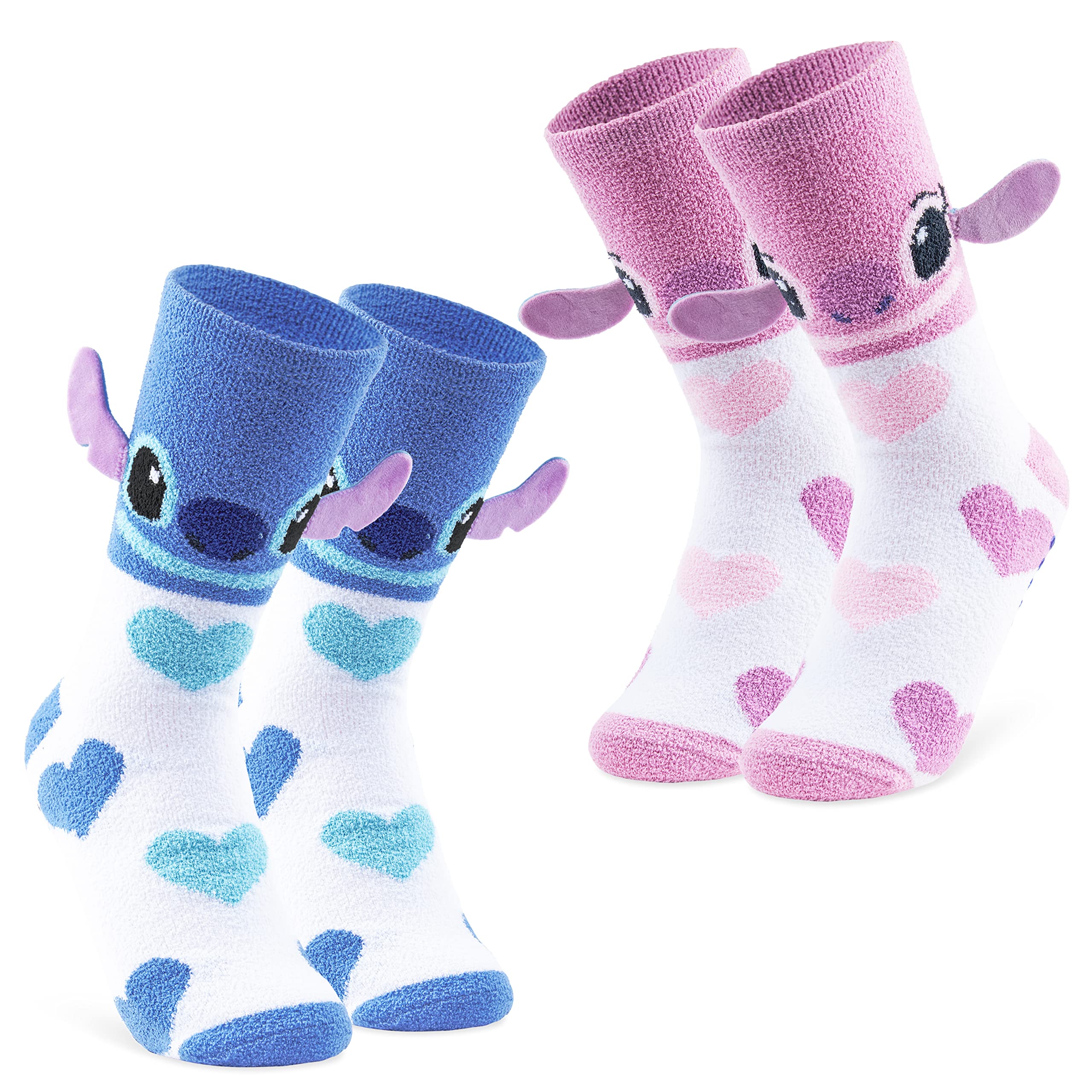 Disney Stitch Fluffy Socks for Women - 3 Pack Cozy Slipper Socks with Cute Stitch Design - Perfect Gift for Disney Fans, Christmas & Winter Home Comfort