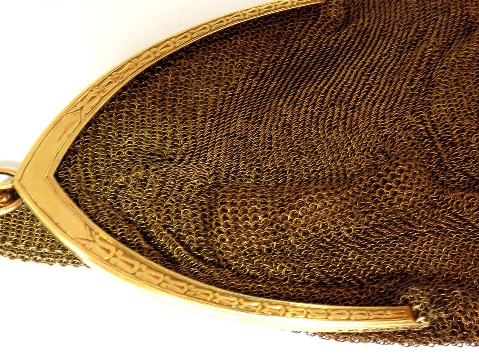 14K Gold Vintage Ladies Purse with 1.00ct Sapphire & Diamonds - Flexible Mesh Strap Handle - Elegant Evening Bag for Parties, Weddings & Special Occasions