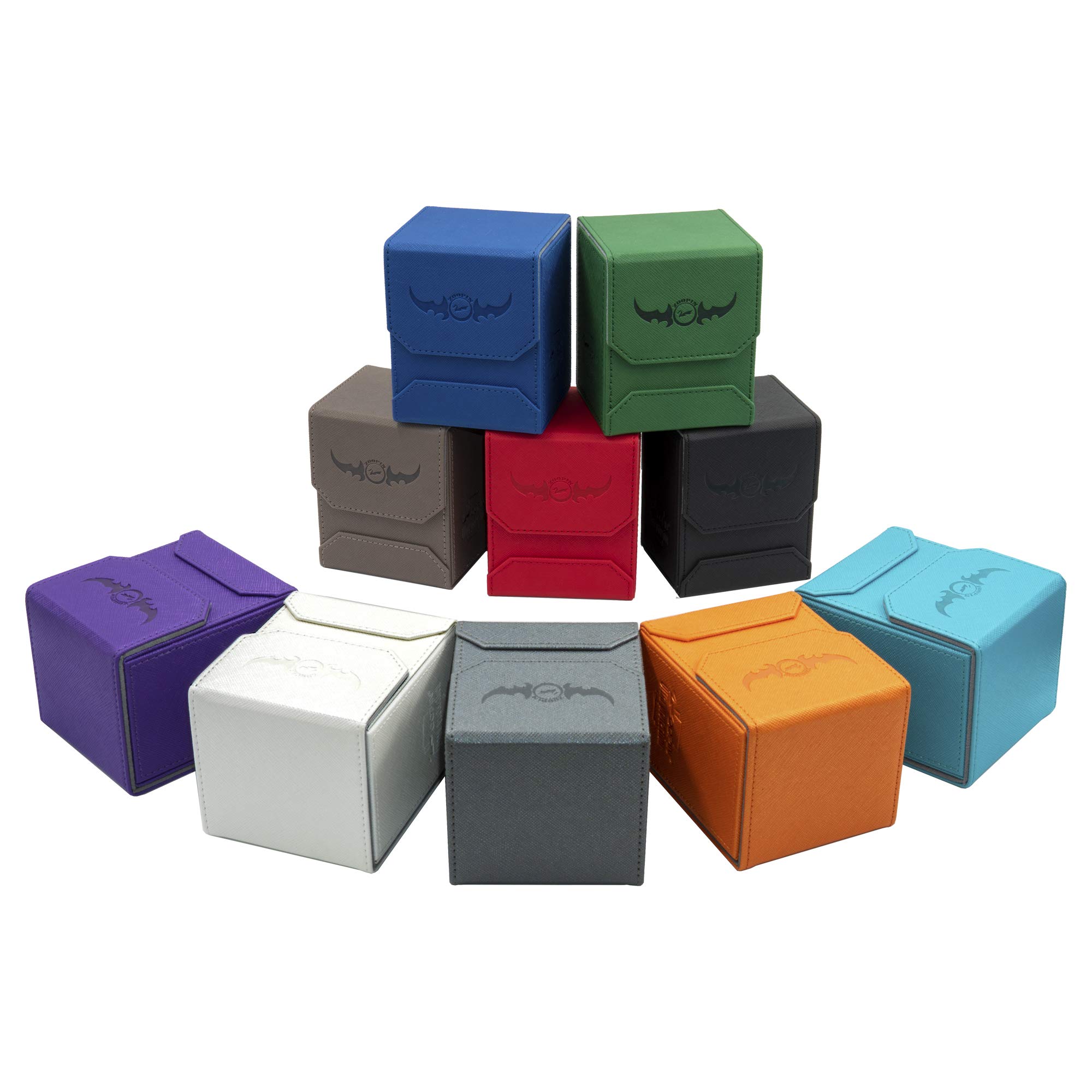Premium Leather Deck Box for MTG, Yugioh, Pokemon, TES Legacy & Munchkins CCG - Holds 80 Sleeved or 150 Unsleeved Cards - Durable Storage for Collectible Cards, Tokens & Dice - Perfect for Gaming Tournaments & Home Organization (Cyan)