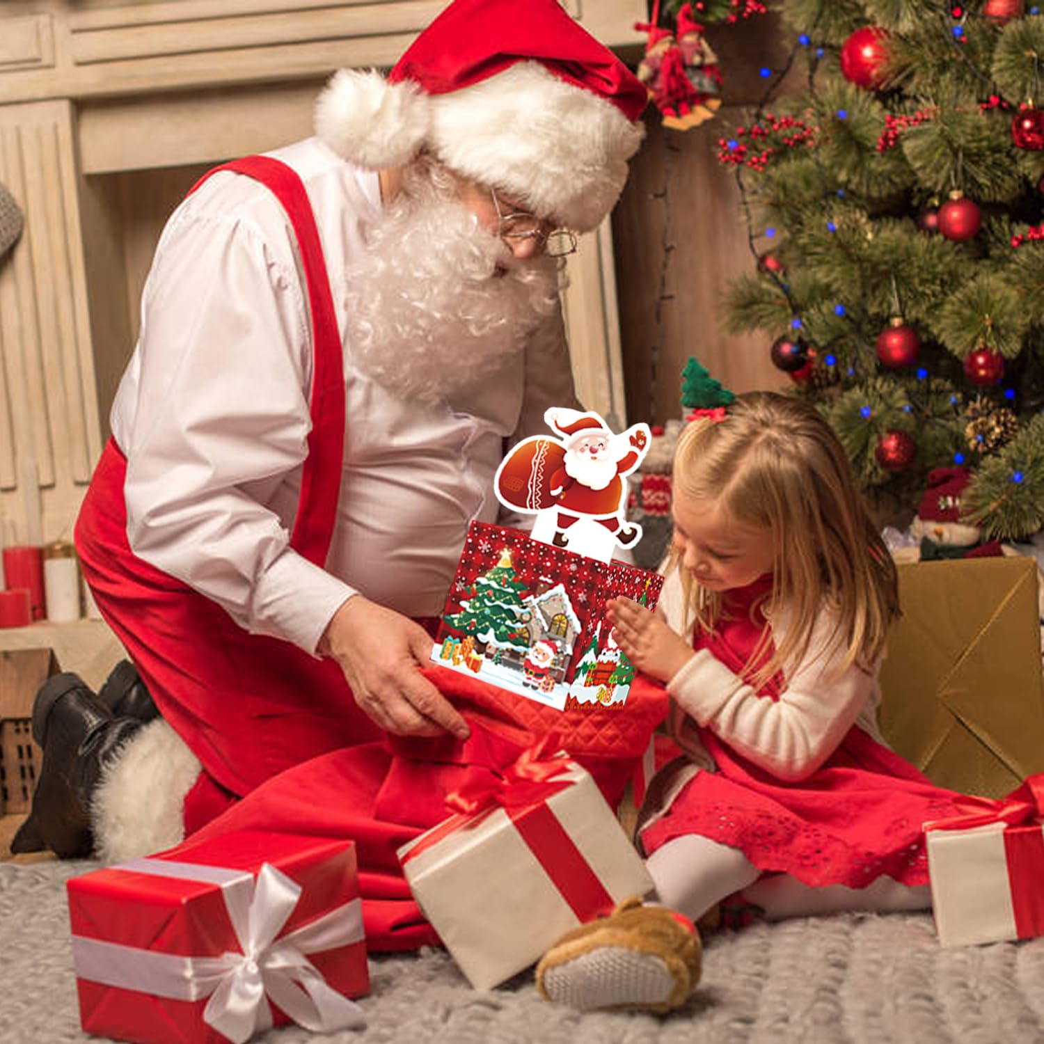 Quimoy Christmas Money Gift Box - Cash Present Box for Women, Men, Boys & Girls - Holiday Savings Box with Santa & Tree Design - Perfect for Christmas Gifting, Stocking Stuffers & Holiday Surprises