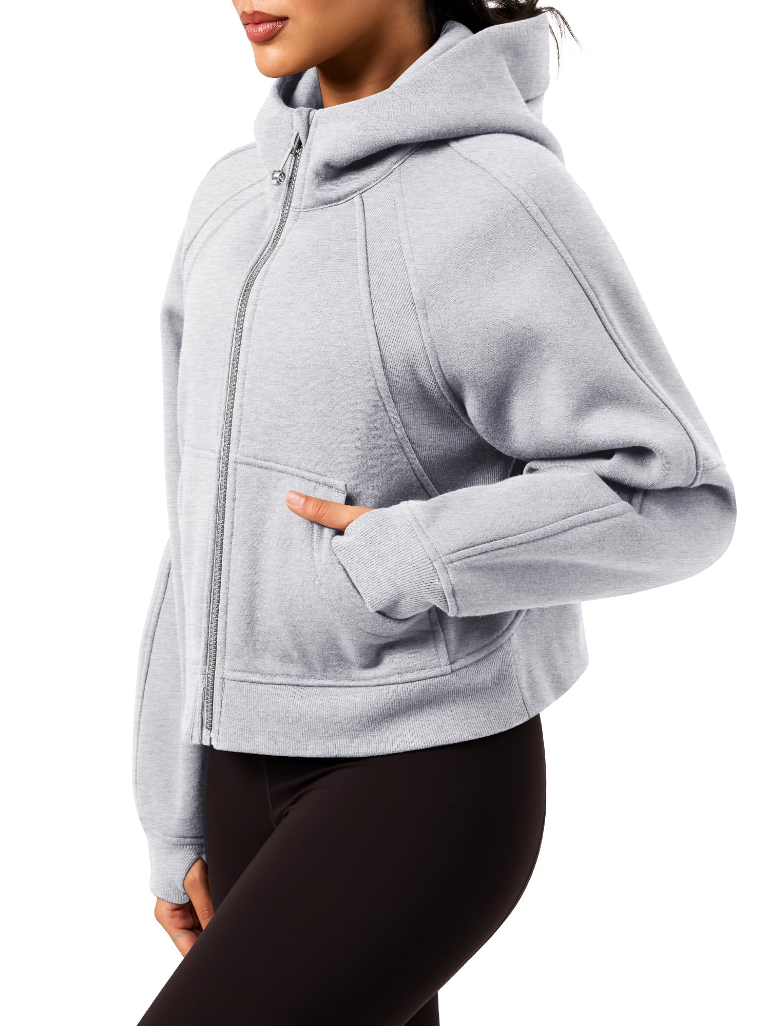 GYM RAINBOW Women's Oversized Zip Up Hoodie - Cropped Hooded Sweatshirt Pullover with Full Zip Fleece Jacket - Perfect for Workouts, Lounge Wear & Street Fashion